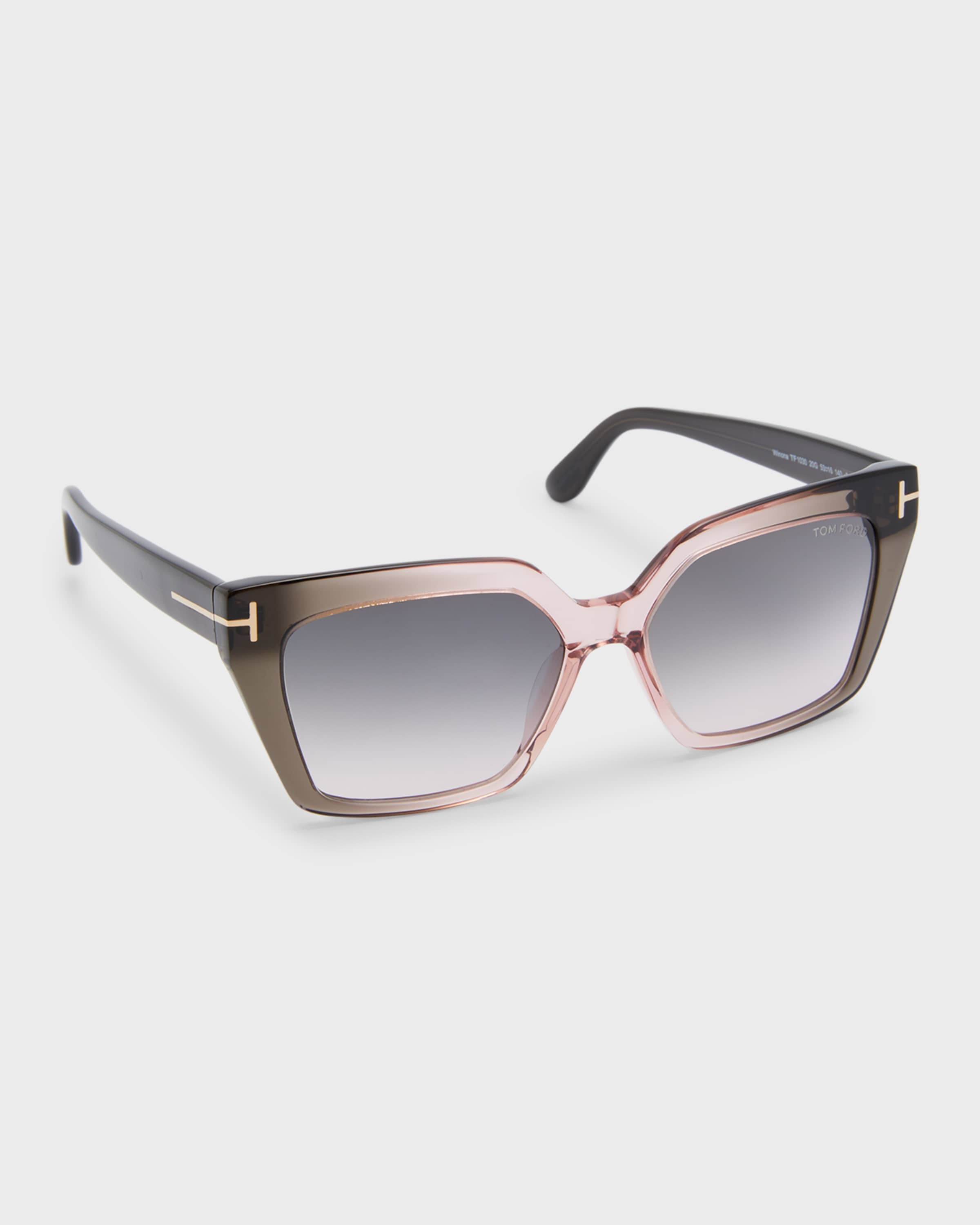 Transparent Two-Tone Acetate Cat-Eye Sunglasses - 1