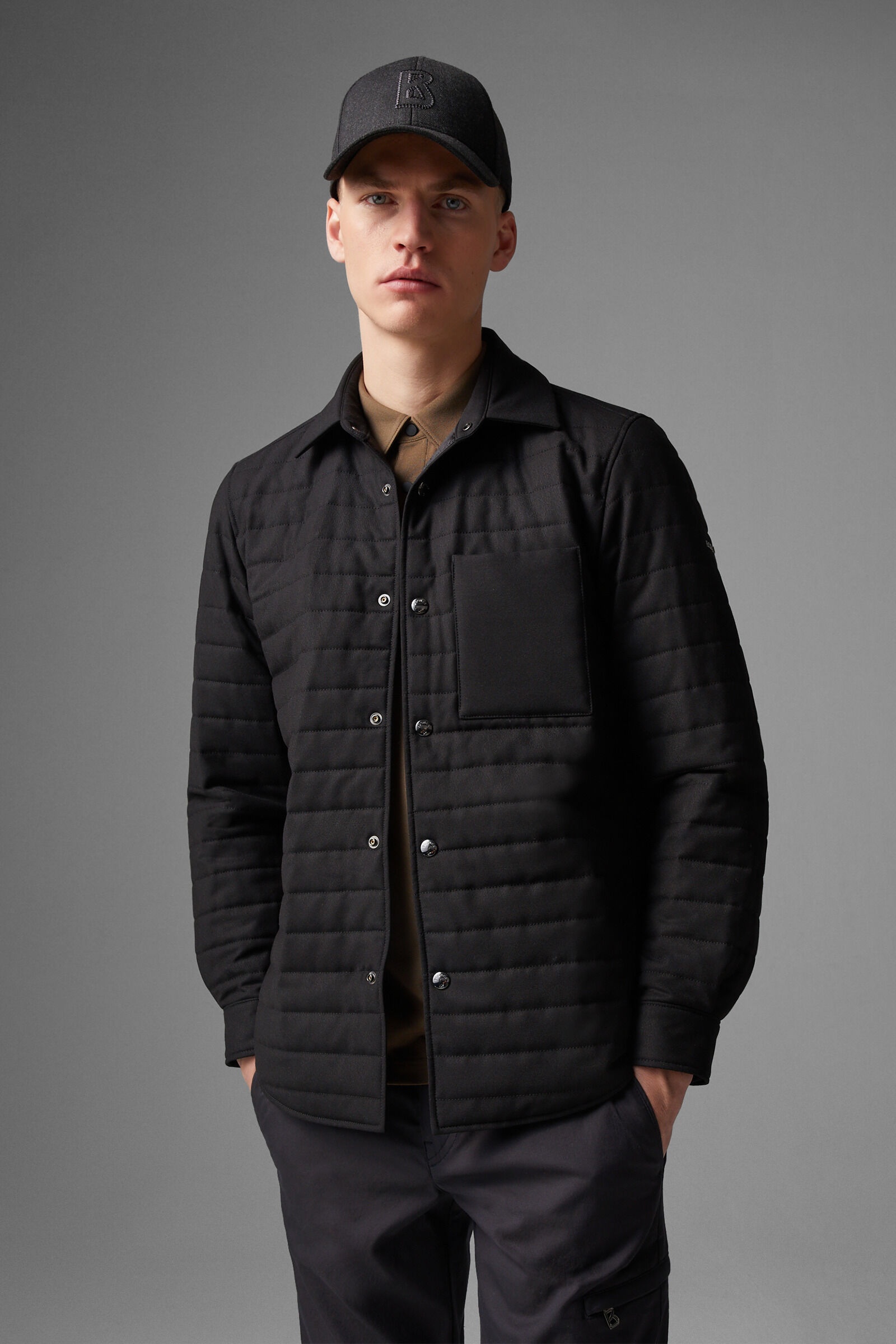 Olli quilted overshirt in Black - 2