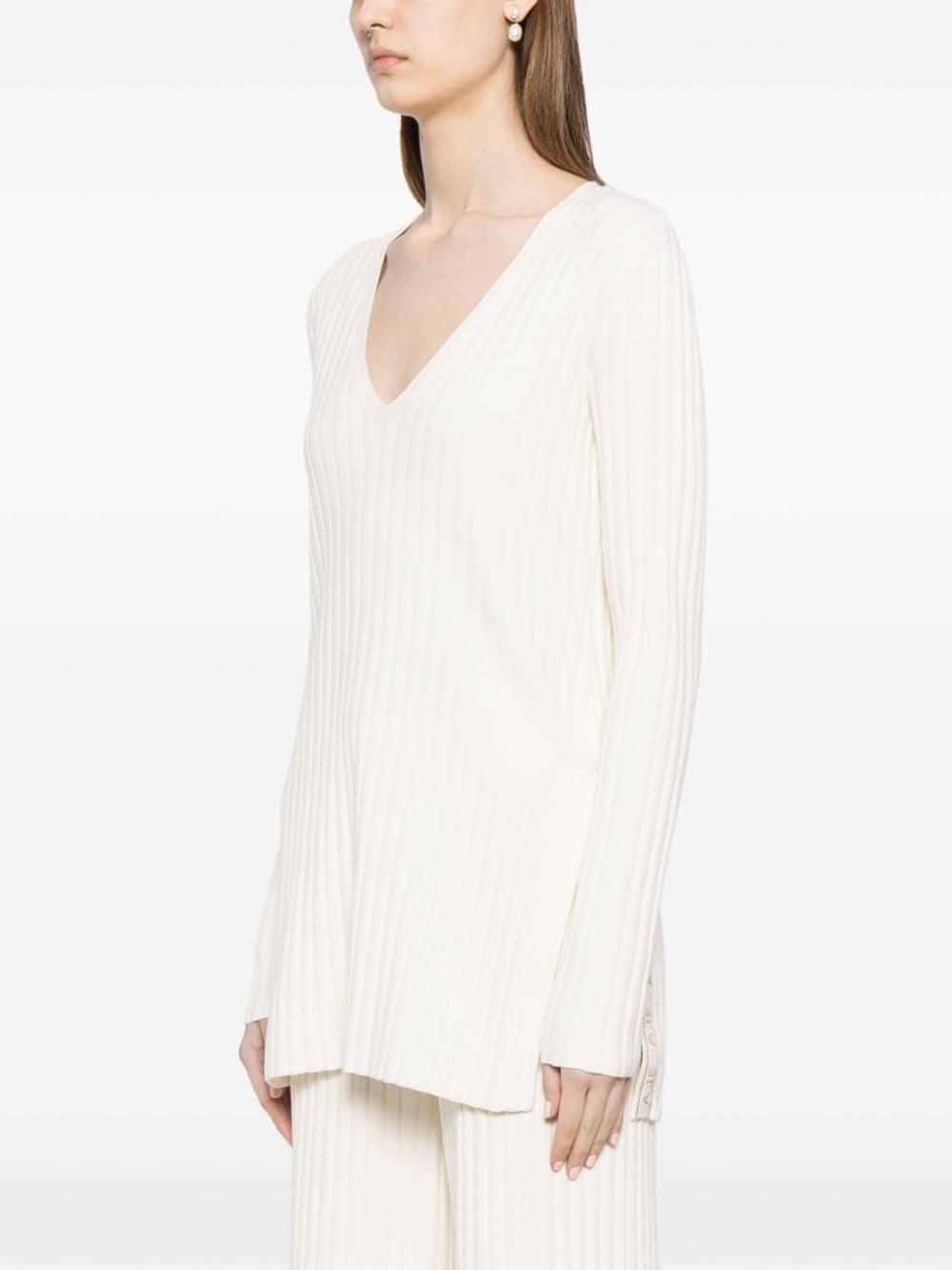 logo-tape ribbed-knit jumper - 3