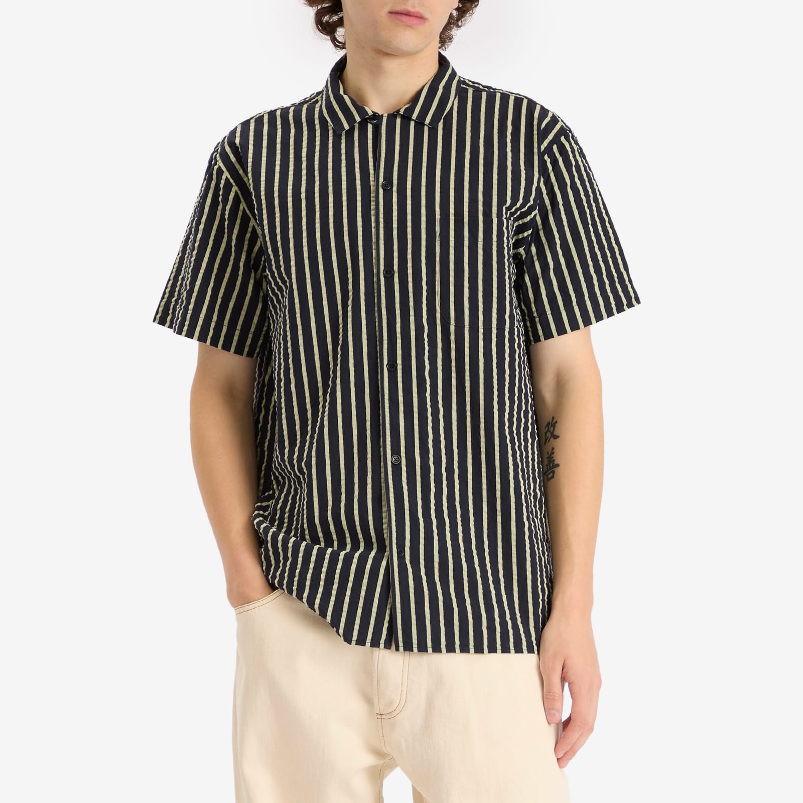 YMC Malick Seersucker Stripe Vacation Shirt - 2