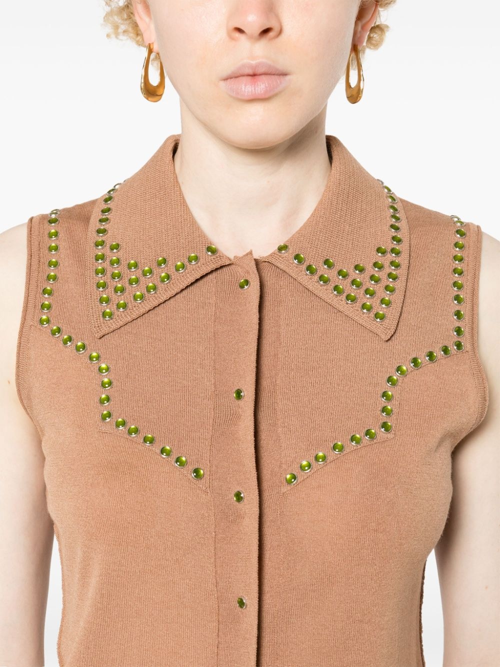 stud-embellished knitted top - 5