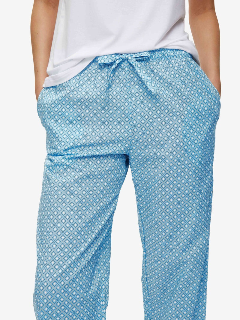 Derek Rose Women's Lounge Trousers Ledbury 56 Cotton Batiste Blue outlook