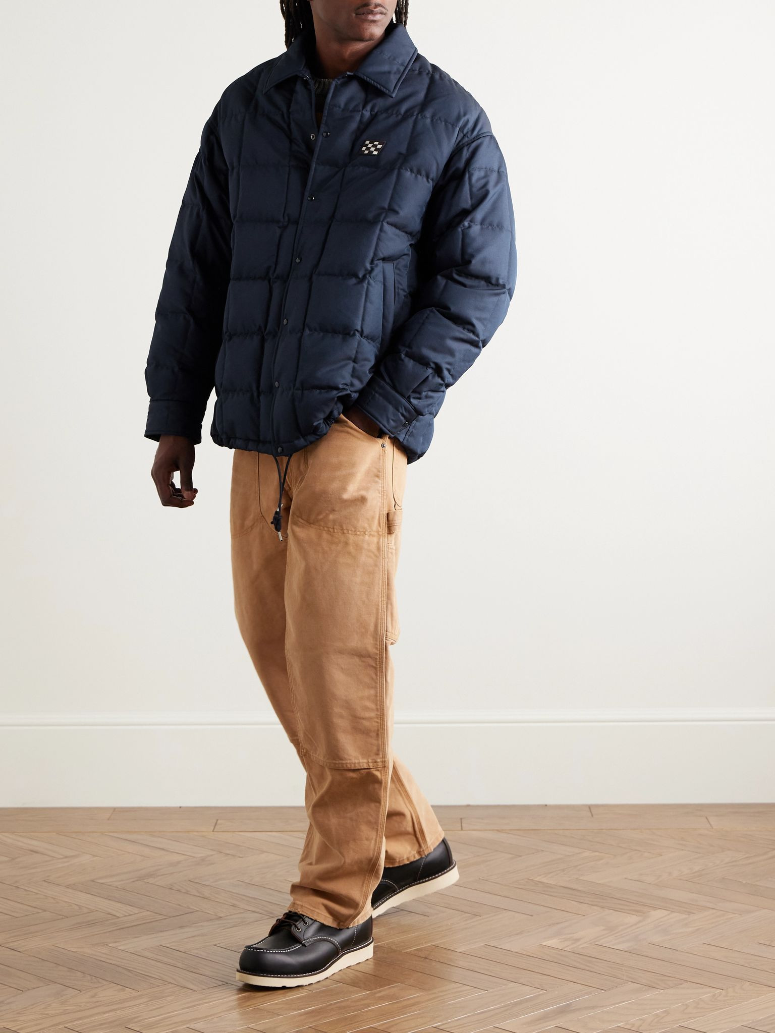 Coach Appliquéd Quilted Wool and Silk-Blend Twill Down Jacket Navy - 2