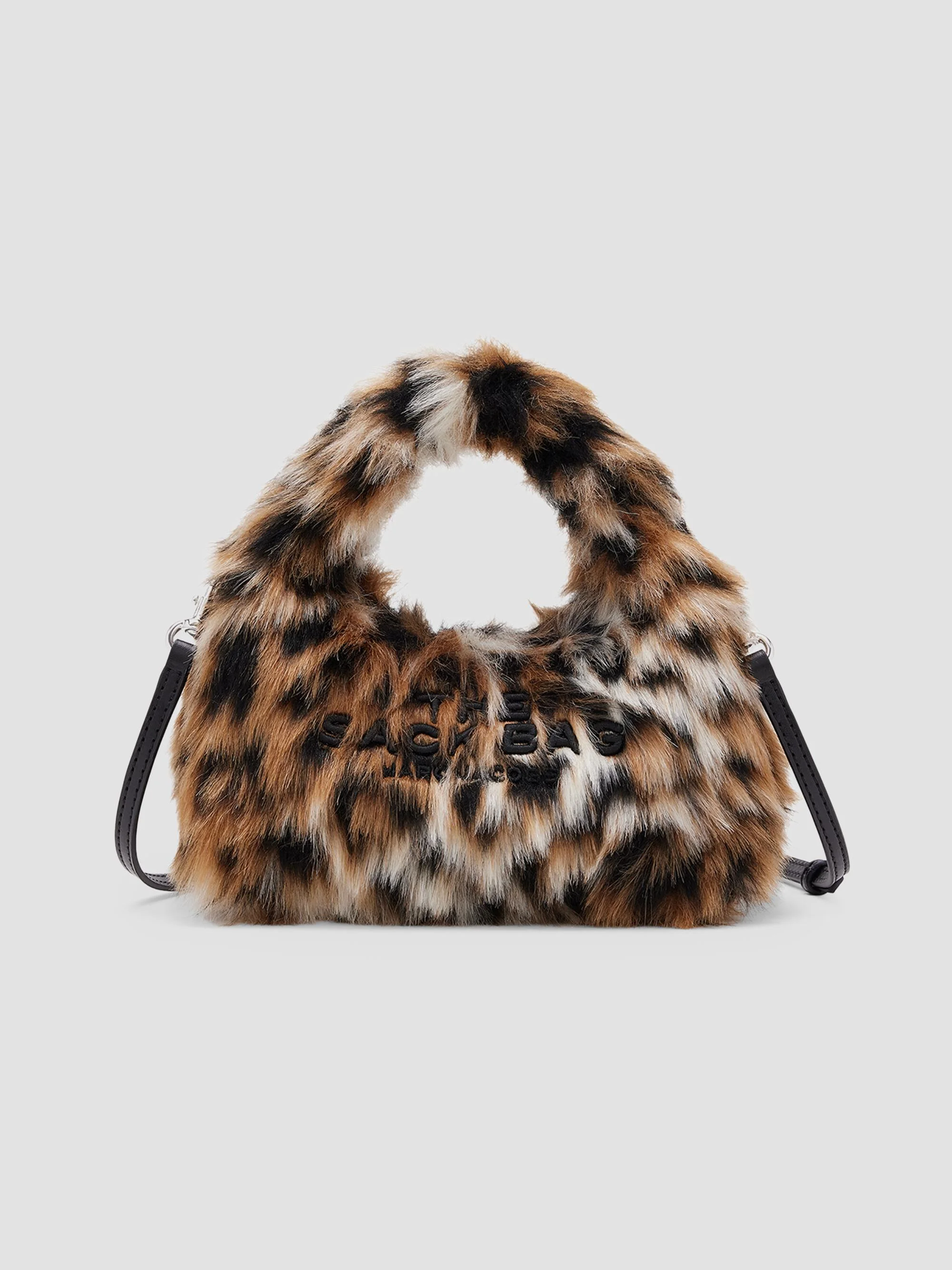 Women's Leopard Faux Fur Micro Sack Crossbody Bag - Brown - 1