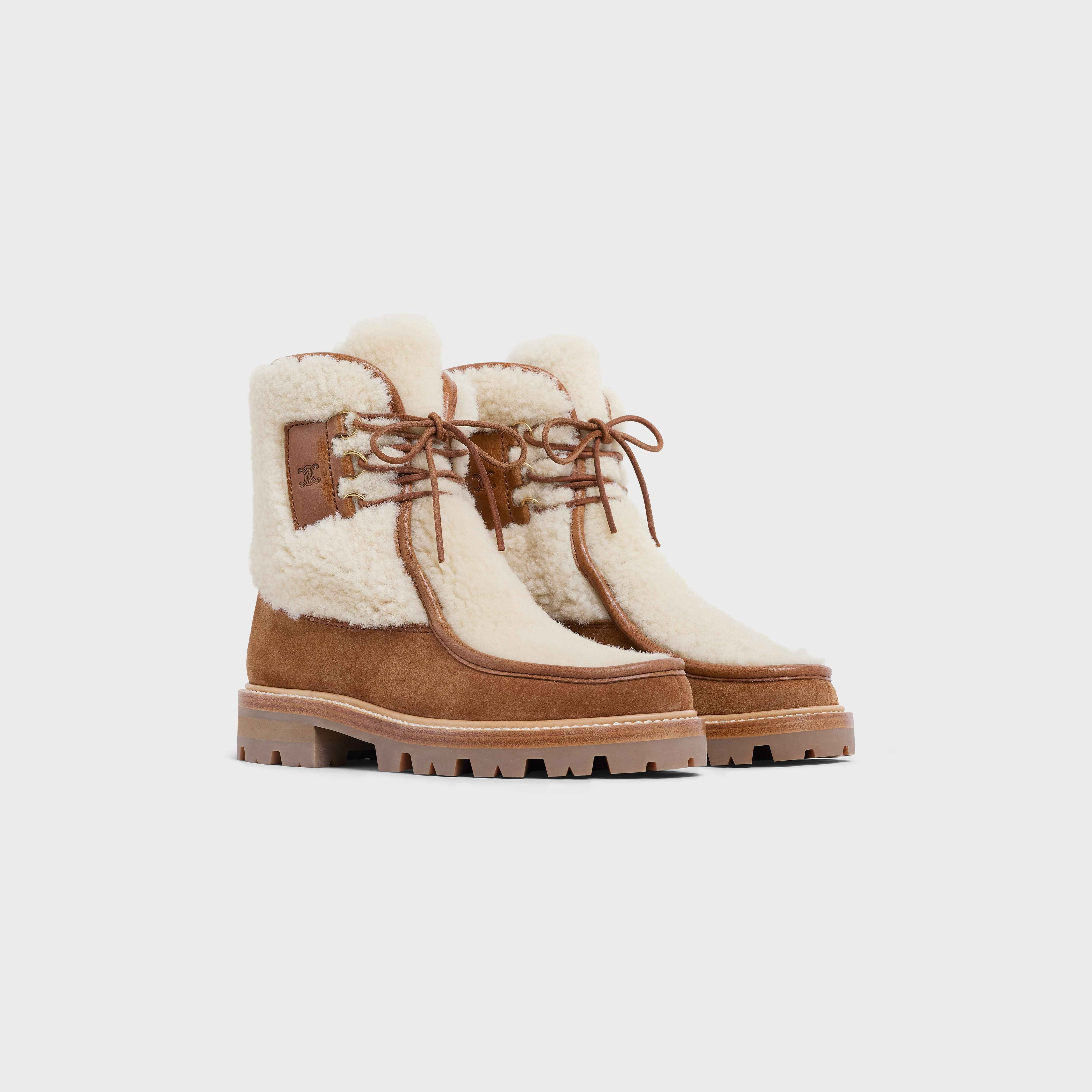 Margaret lace-up fur boot in Suede calfskin and shearling - 2