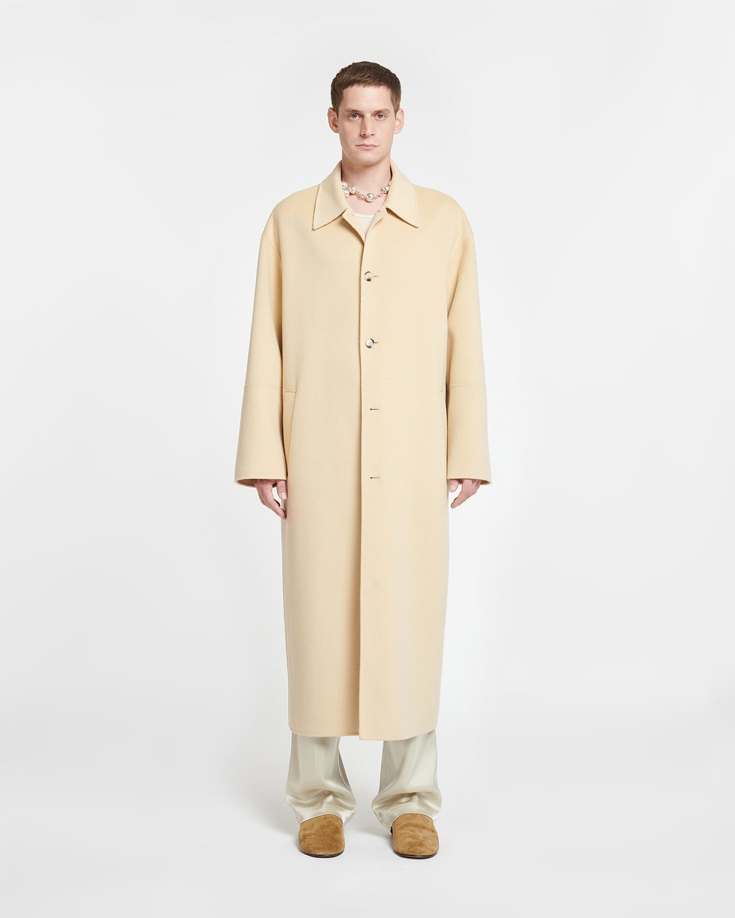 Double Wool And Silk-Blend Coat - 1