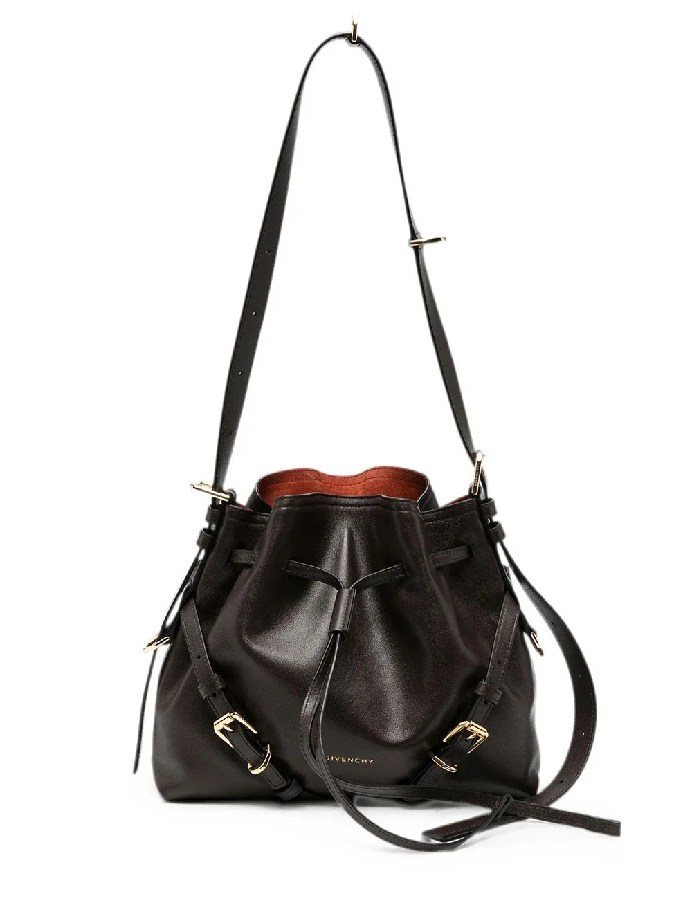SMALL VOYOU BUCKET BAG IN SHINY LEATHER - 1