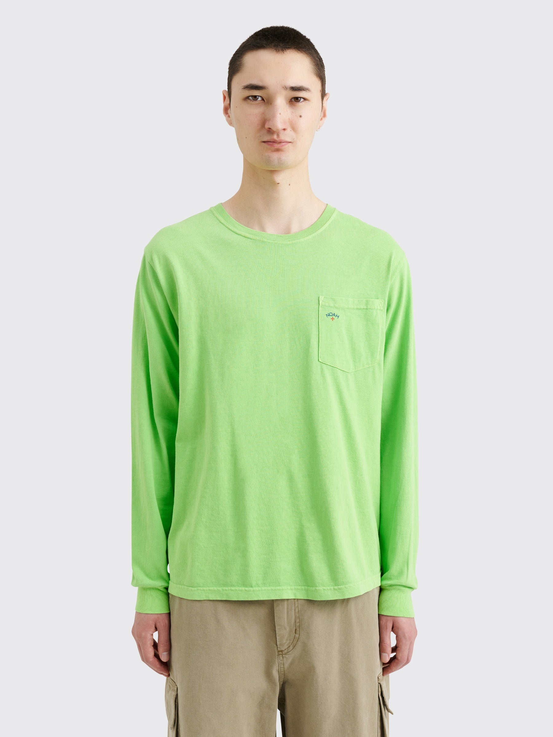 NOAH LONG SLEEVE CORE LOGO POCKET TEE JASMINE GREEN - 1