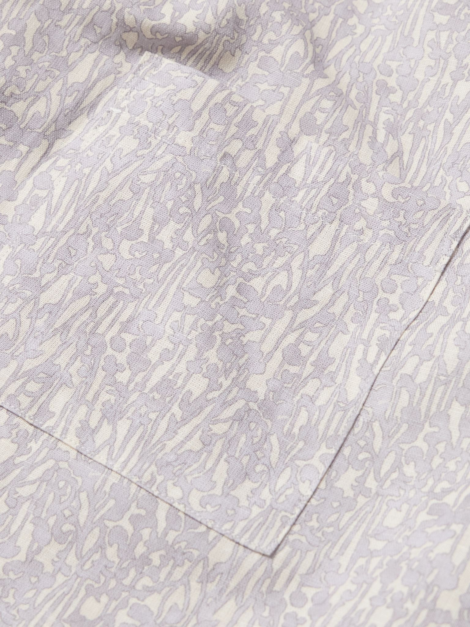 Camp-Collar Printed Linen and Cotton-Blend Shirt Gray - 5