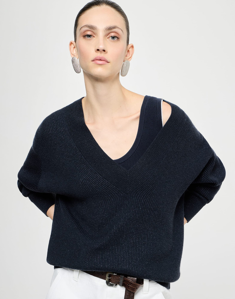 Sparkling cashmere ribbed sweater 5