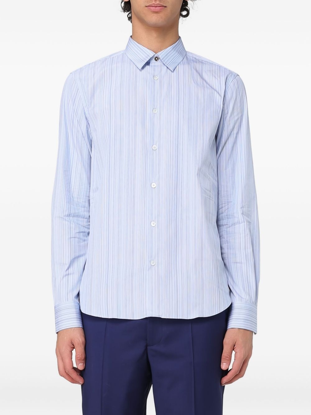 striped long-sleeved shirt - 1