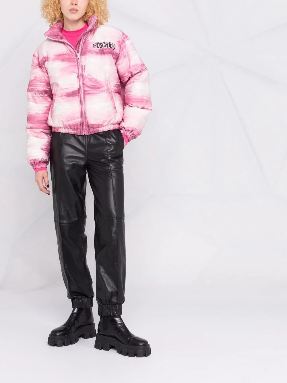 brushstroke-print puffer jacket - 2