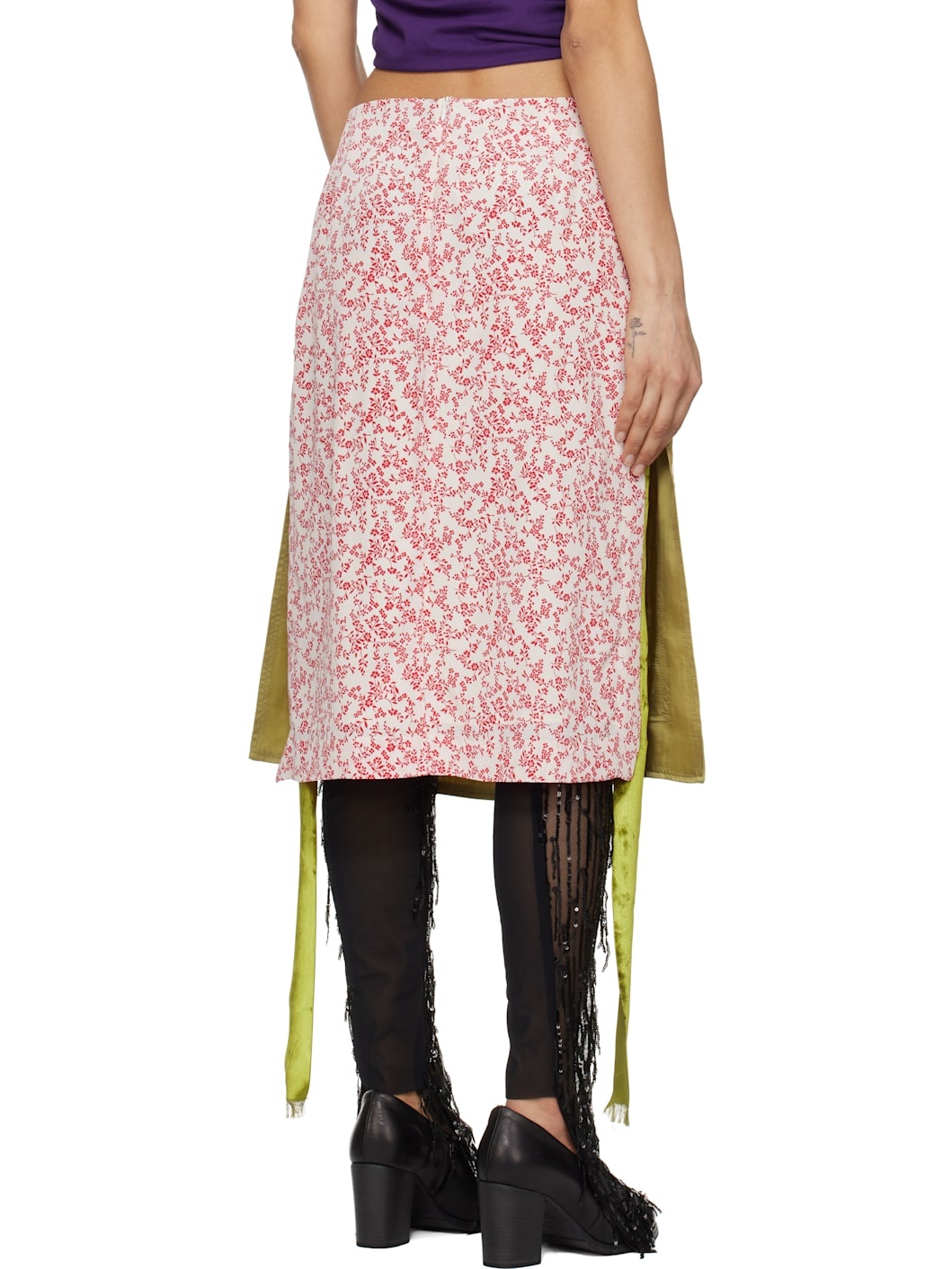 Green & Red 'Scratch The Itch' Flappy Midi Skirt - 3