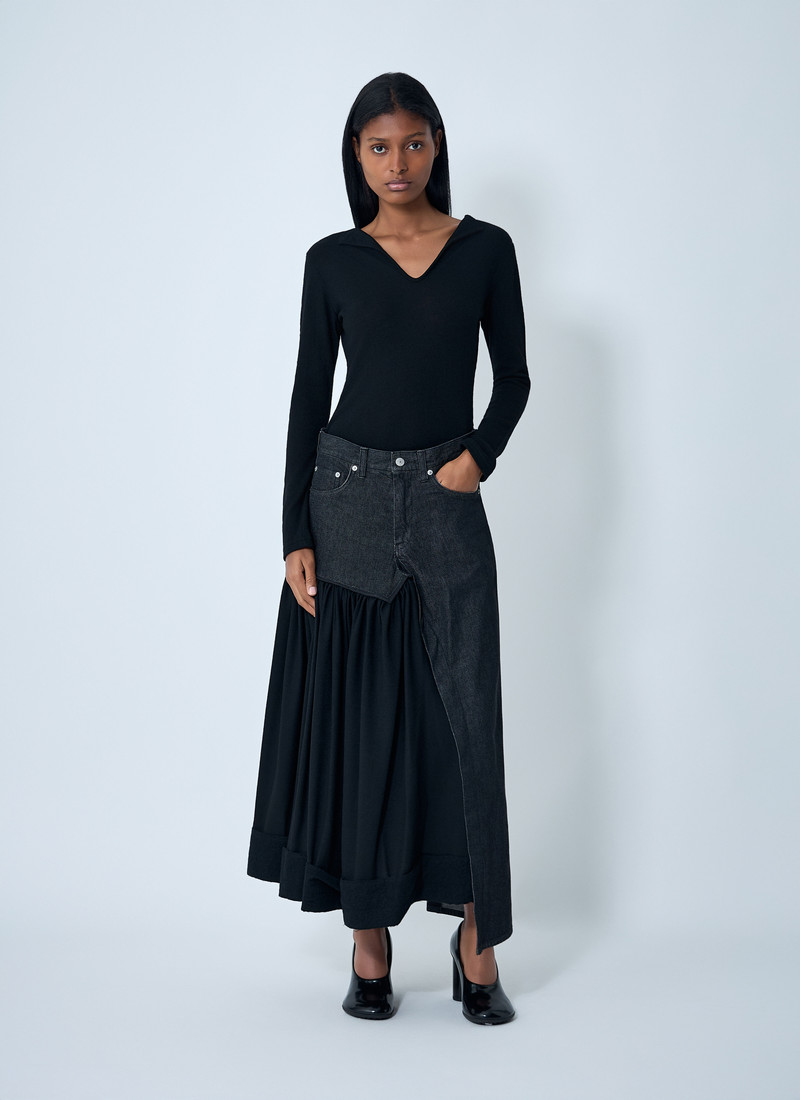 Yohji Yamamoto Cut-Off Combination Midi Skirt outlook