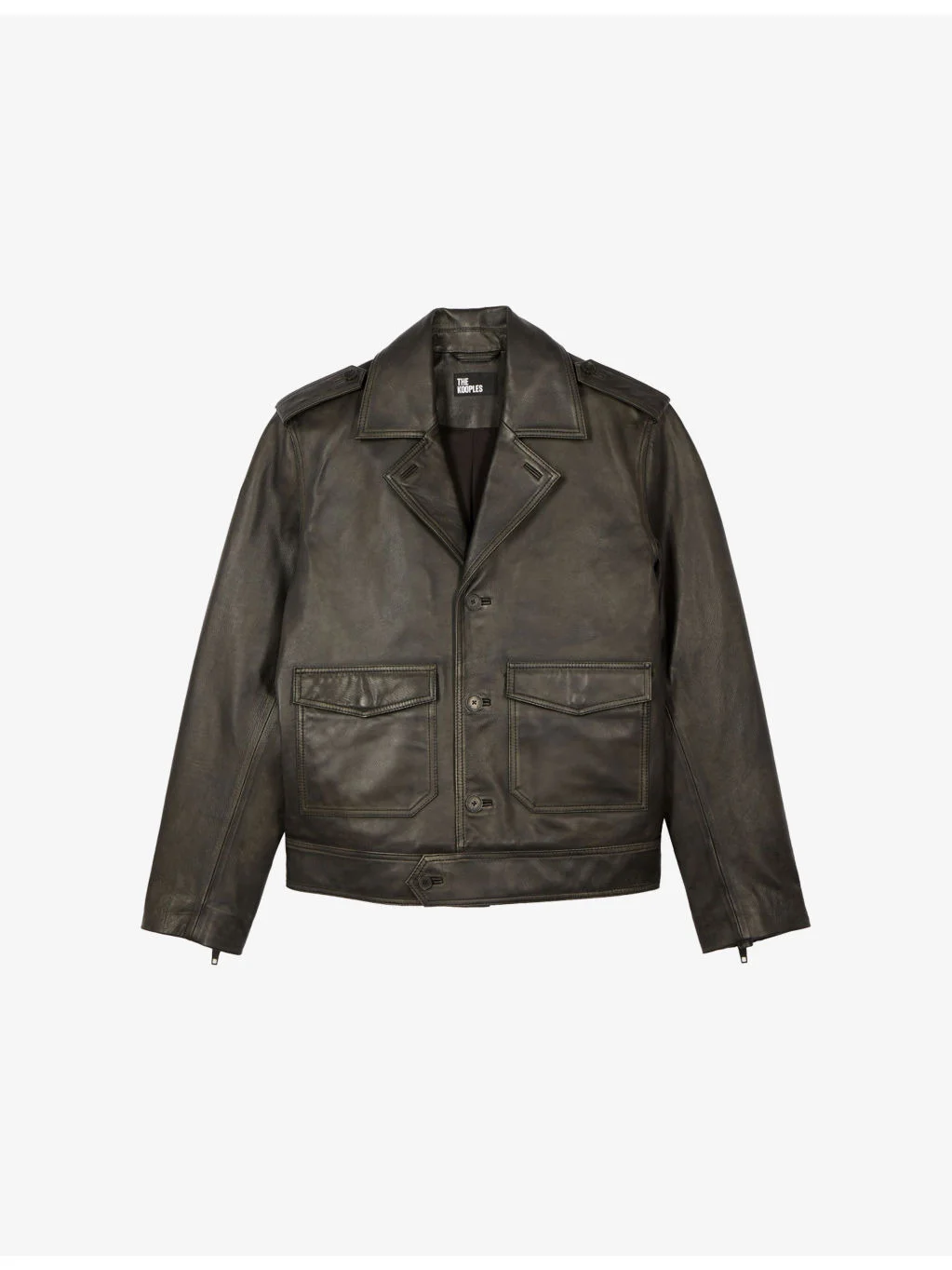 Side-Pocket Zipped-Cuff Leather Jacket - 1