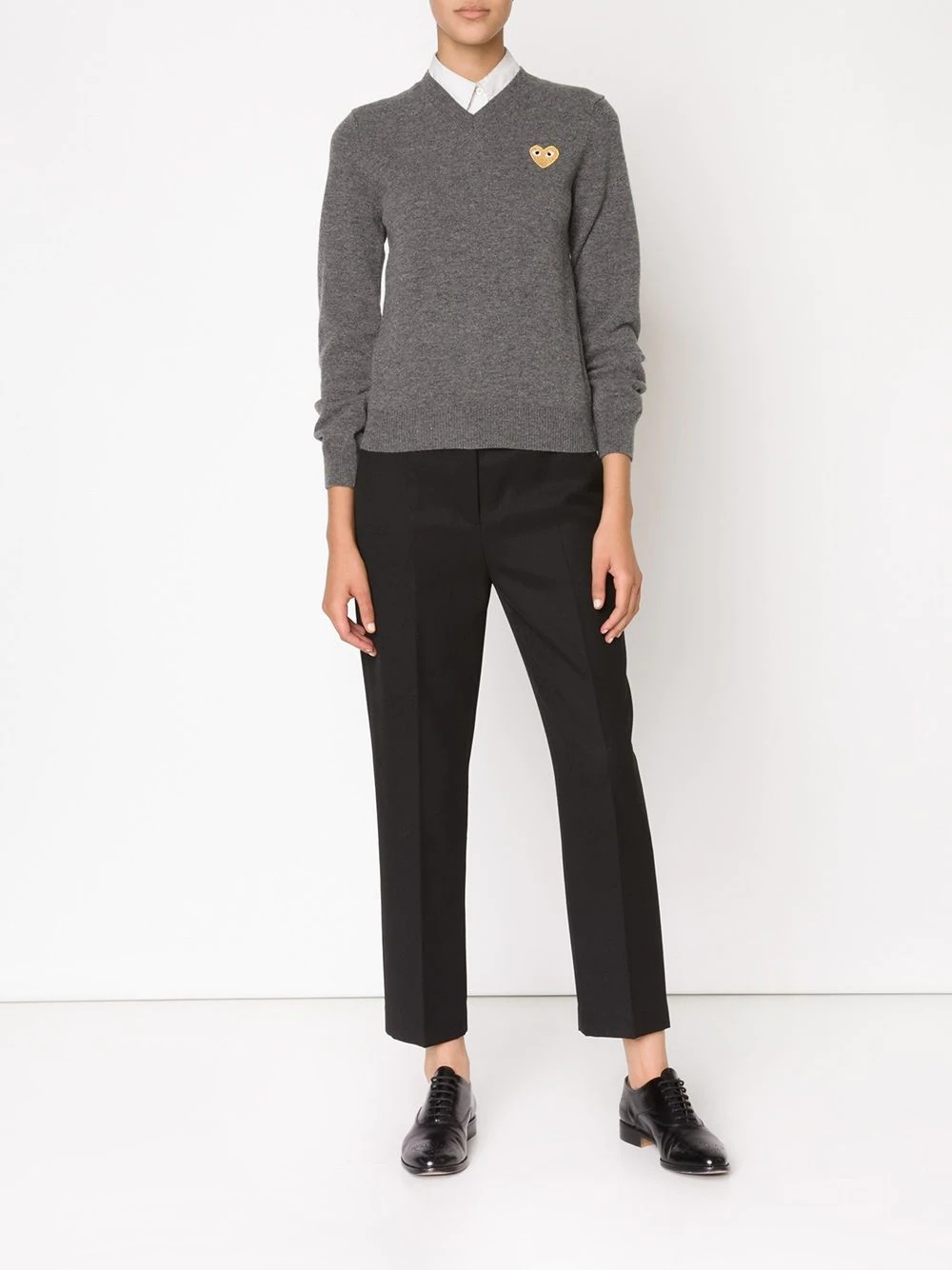 embroidered heart v-neck jumper - 2