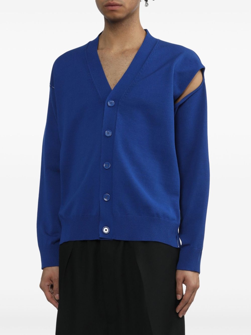 cut-out fine-knit cardigan - 3