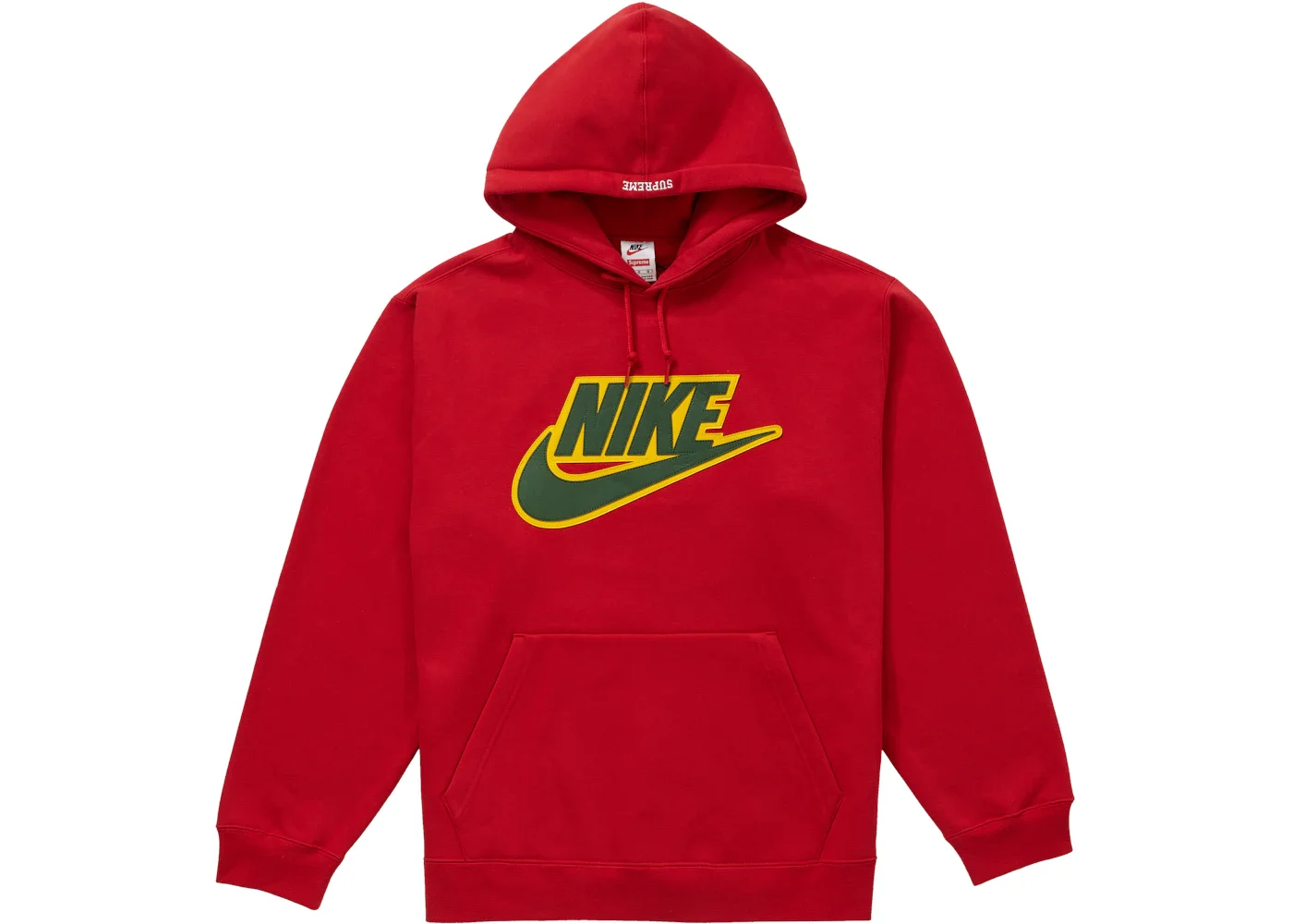 Supreme Nike Leather Applique Hooded Sweatshirt Red - 1