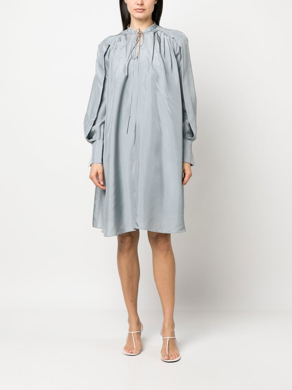 long-sleeve silk dress - 6