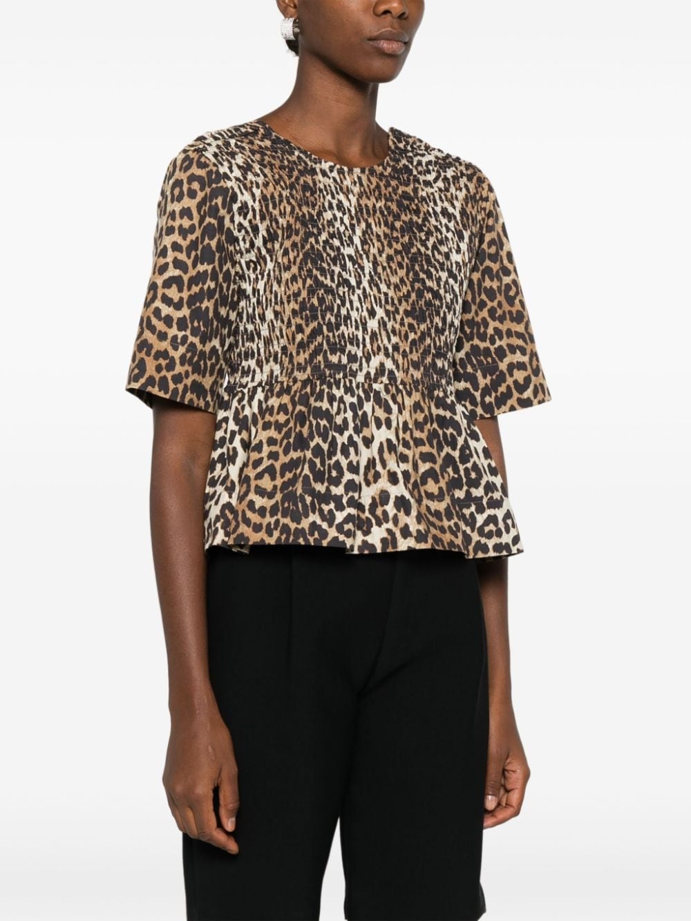 smock leopard printed blouse - 3