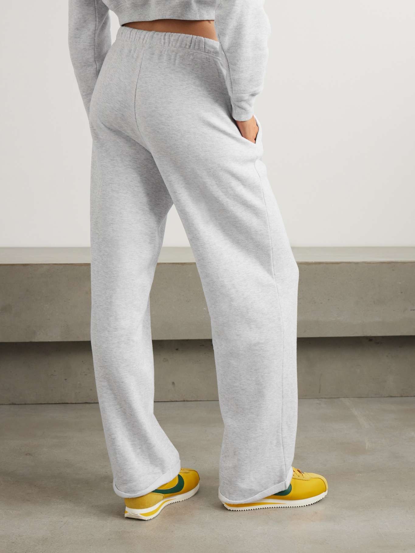 Cotton-blend jersey straight-leg track pants - Light Heather Gray Light gray - 3
