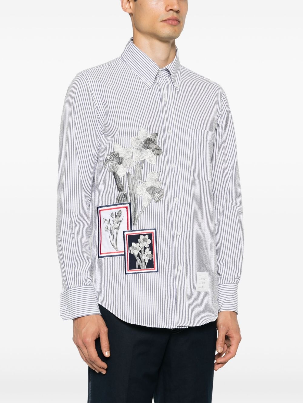 floral-embroidered striped shirt - 3