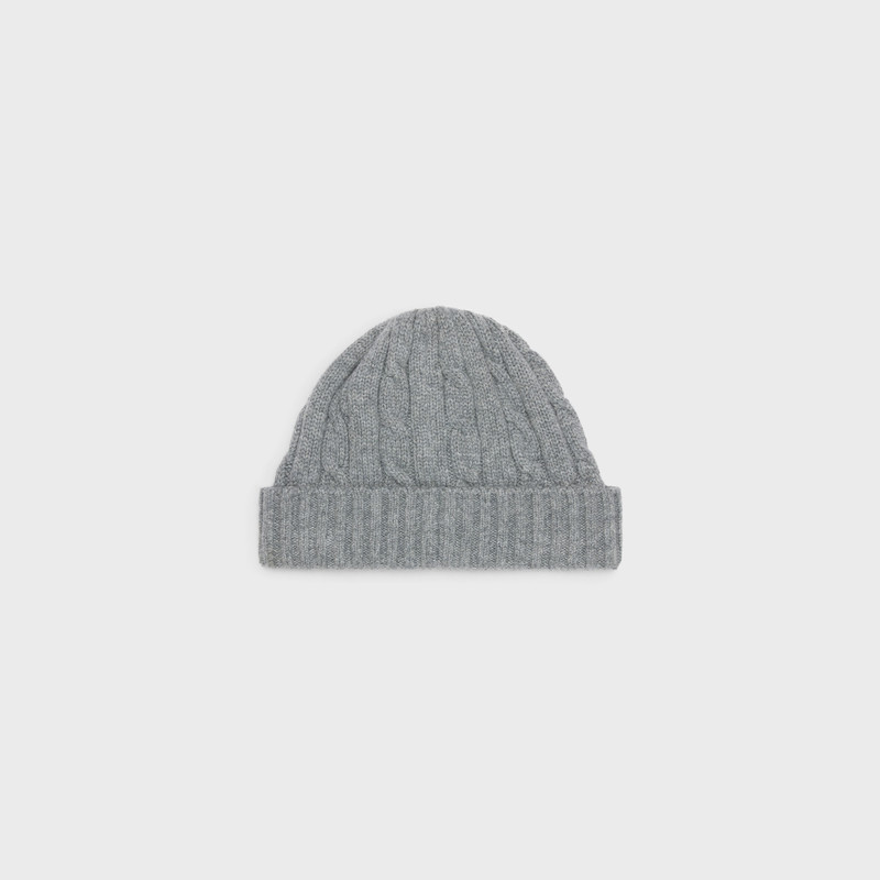 CELINE cable-knit triomphe cap in cashmere outlook