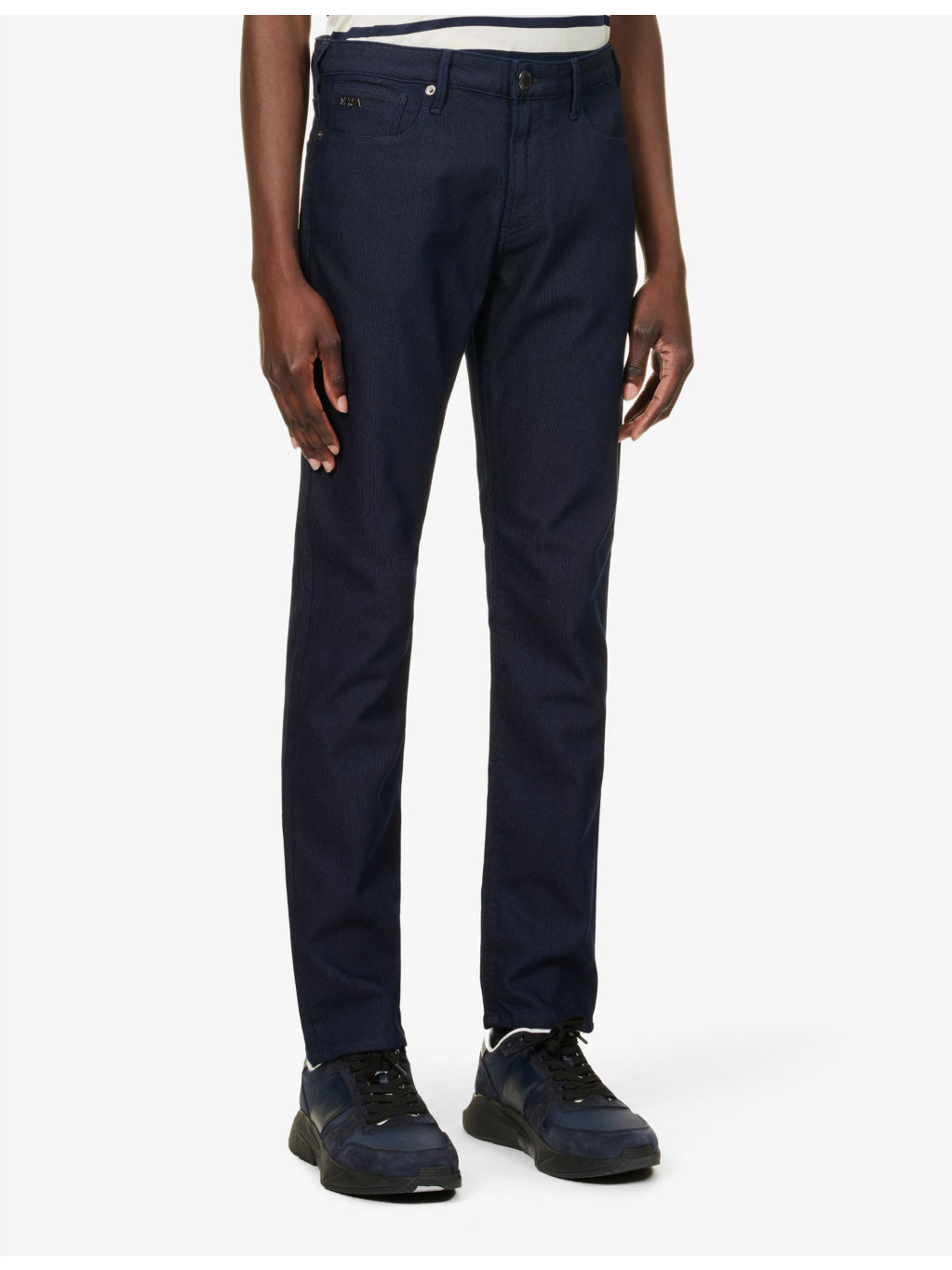 Micro Dot slim-fit mid-rise cotton-blend jeans - 3