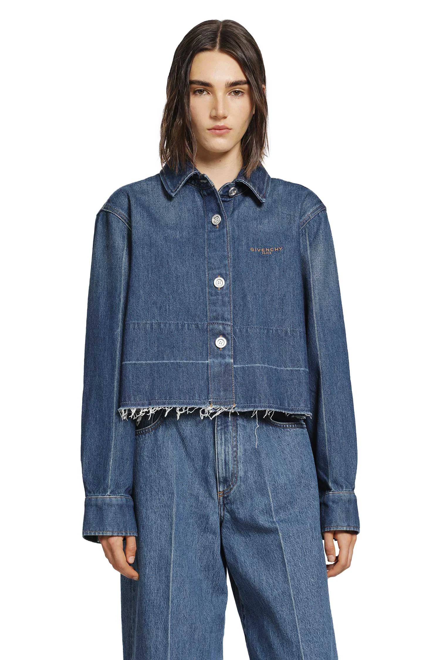 Cropped Denim Shirt - 1