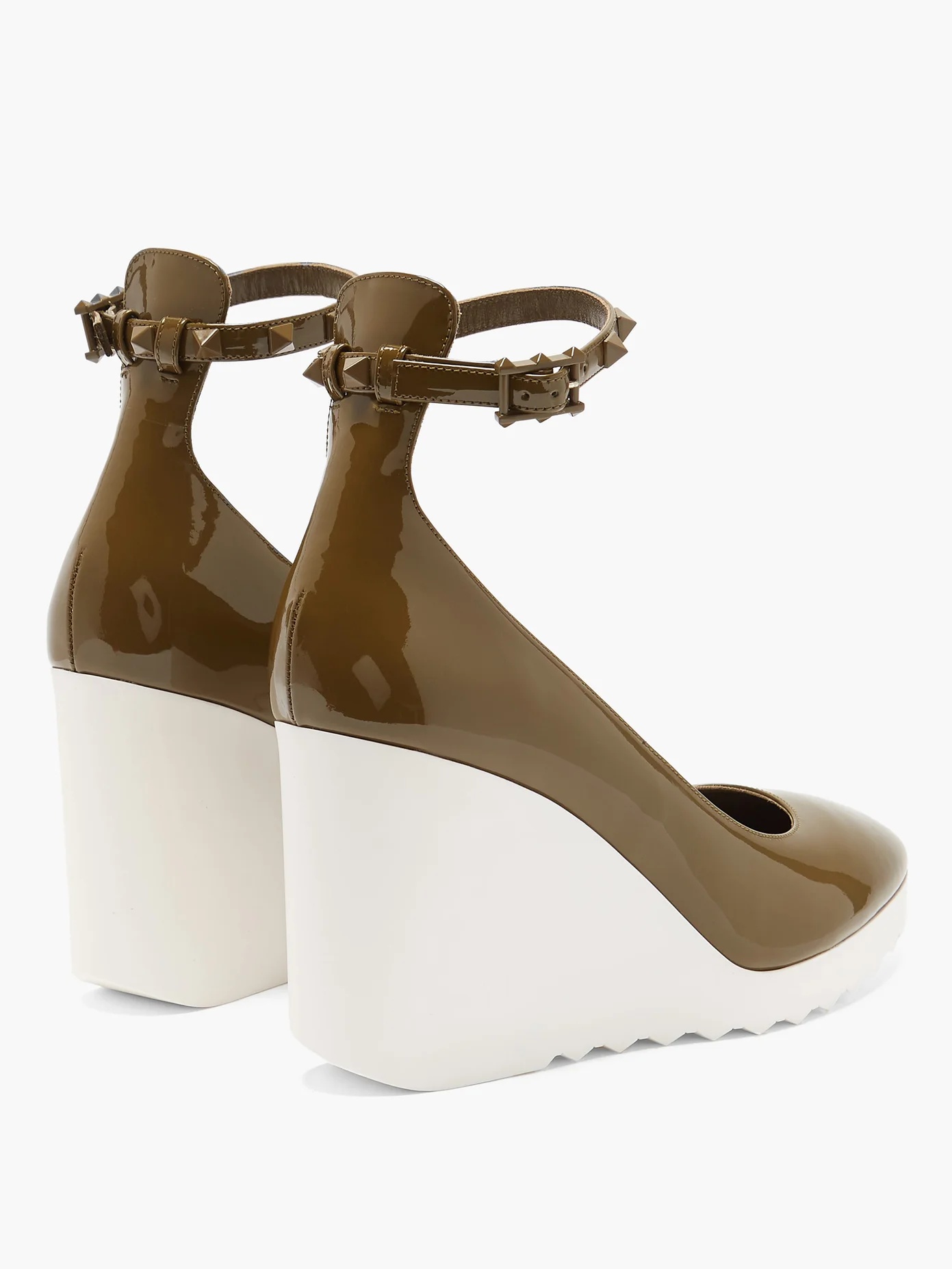 White Wave wedge-heel patent-leather pumps - 4