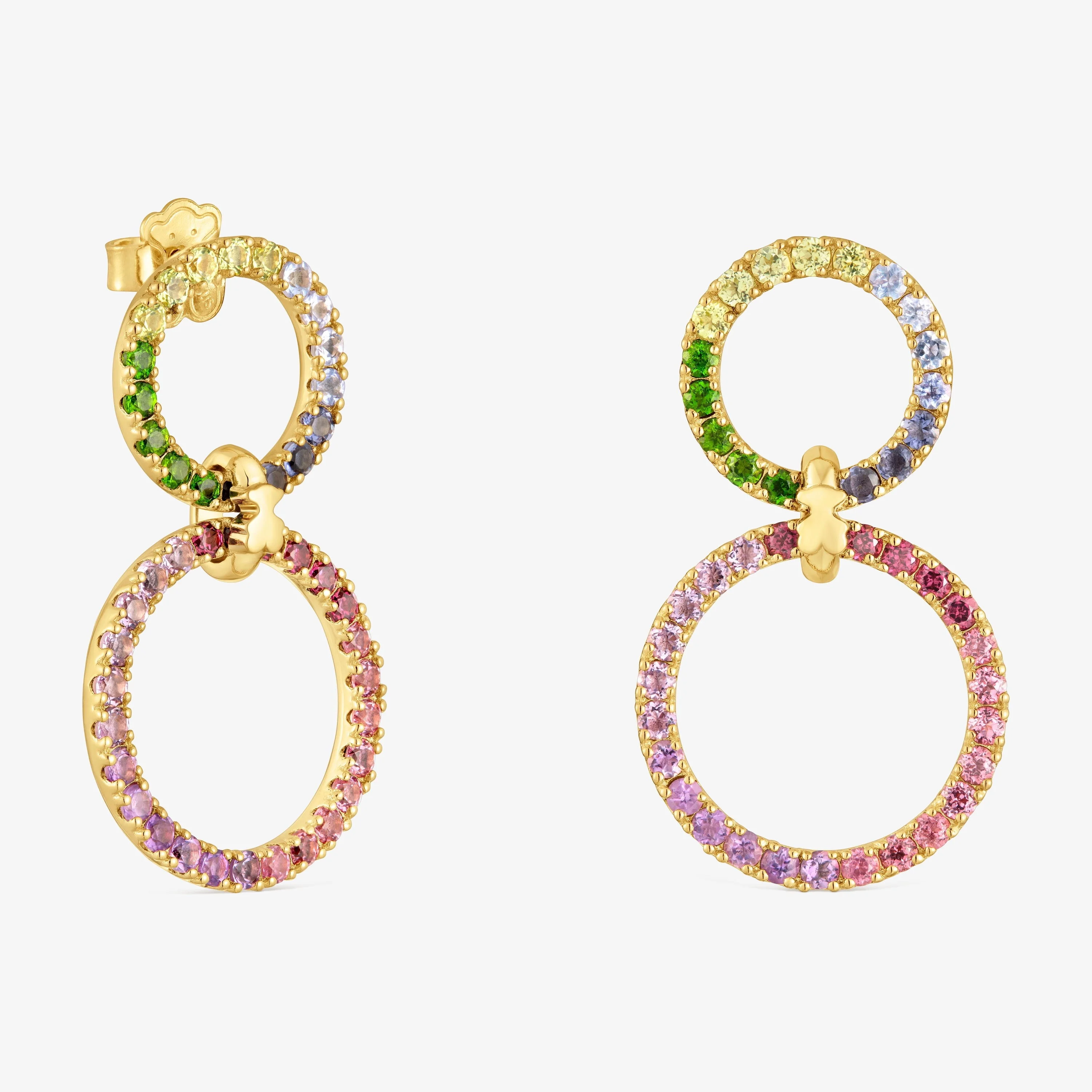 18K gold vermeil Double circle earrings with gemstones TOUS Straight - 1