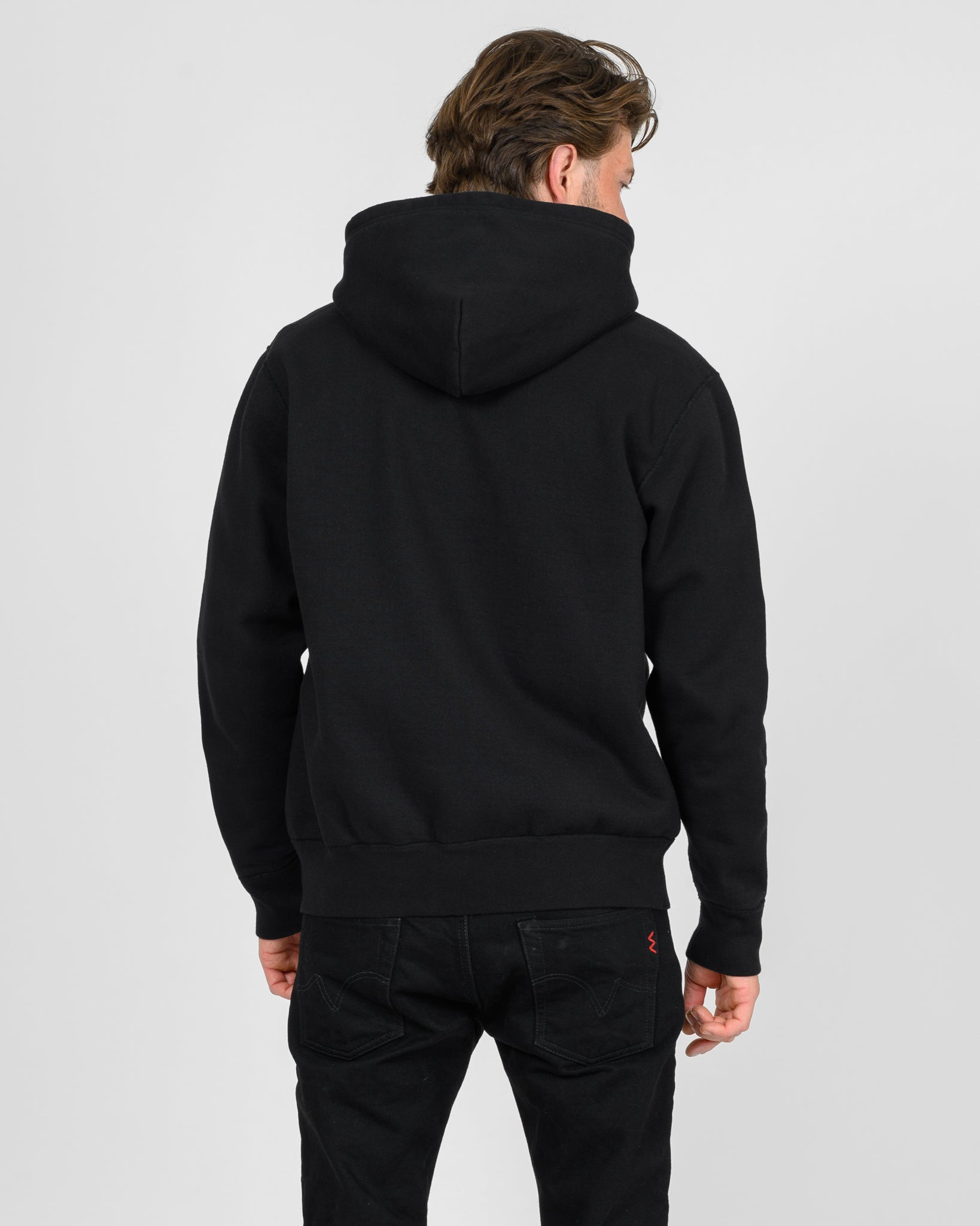 IHSW-10-BLK 14oz Ultra Heavyweight Loopwheel Cotton Zip Up Hoodie - Black - 3