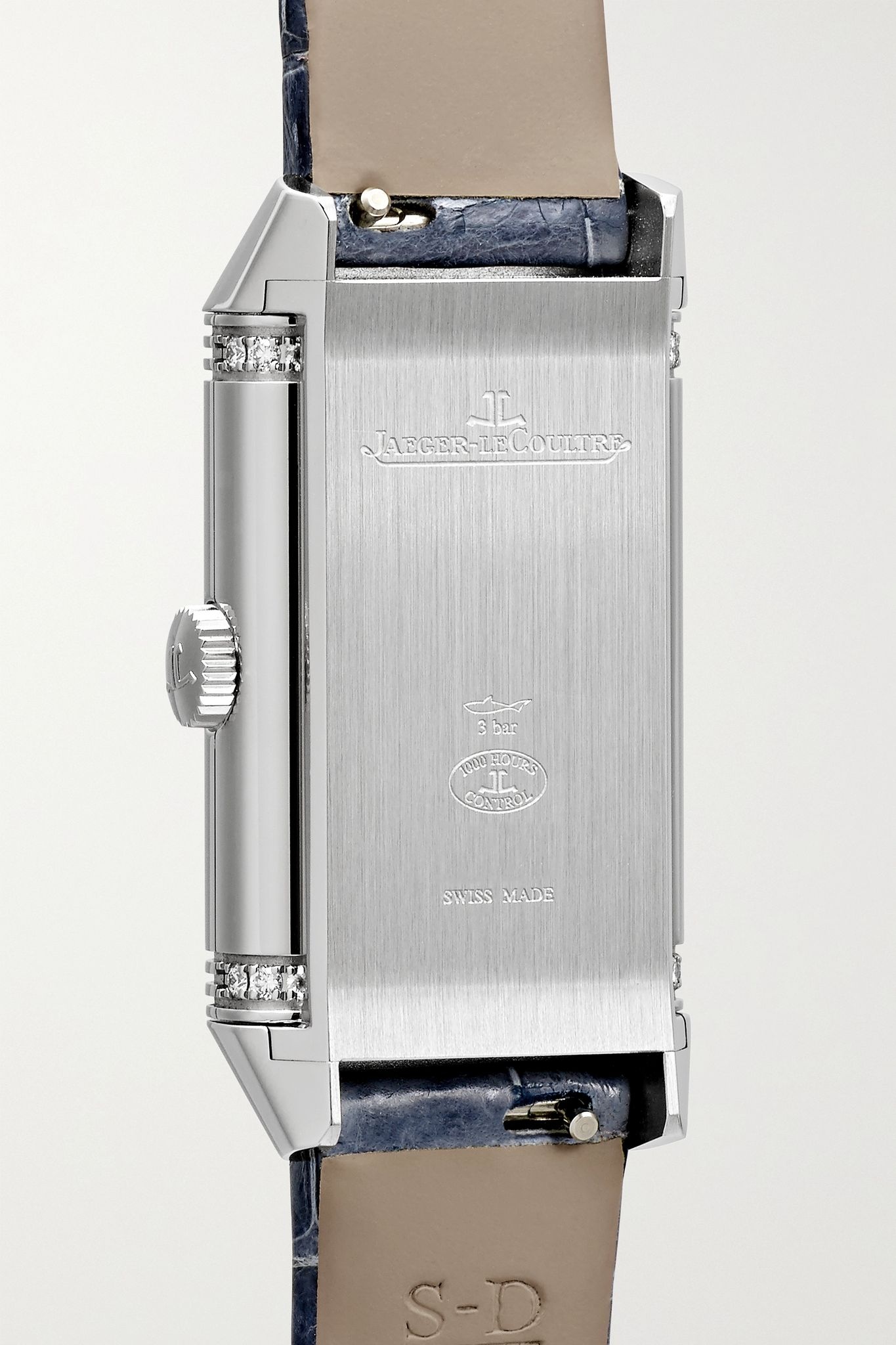 Reverso One Duetto Moon Hand-Wound Moon-Phase 20mm stainless steel, alligator and diamond watch - 4