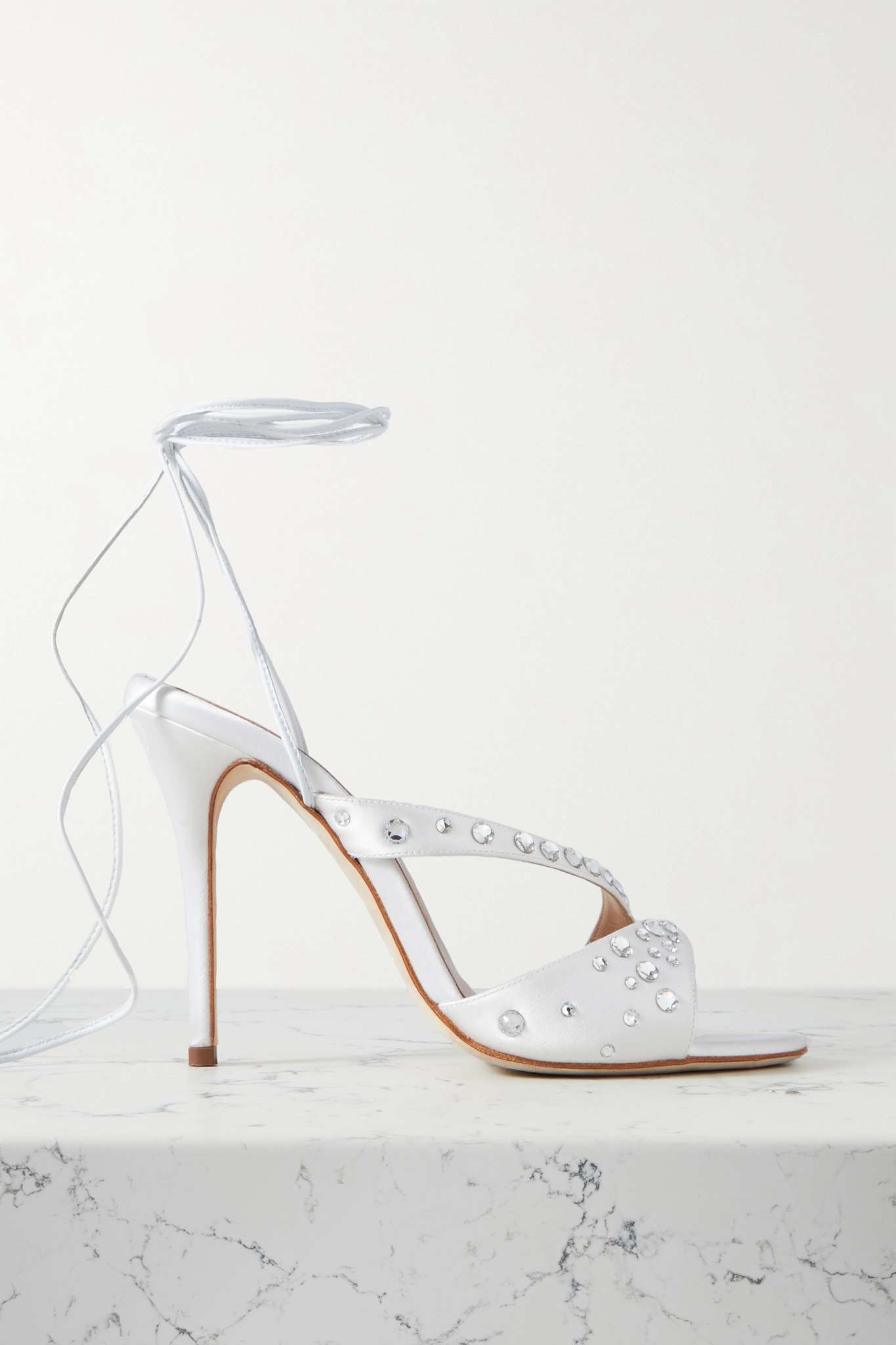 Crystal-embellished satin sandals - 1