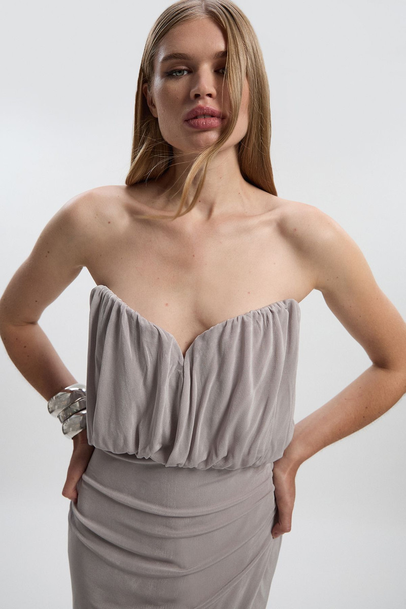 KAREN MILLEN Petite Drapey Crepe Bandeau Split Maxi Dress outlook