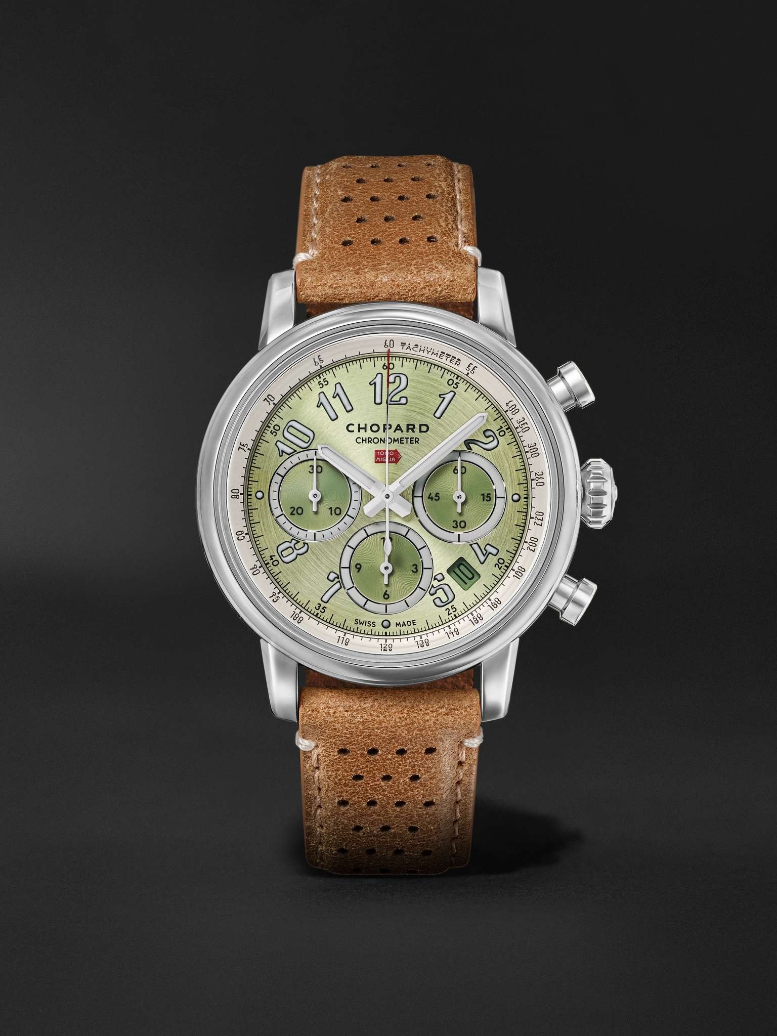 Mille Miglia Classic Automatic Chronograph 40.5mm Stainless Steel and Leather Watch, Ref. No. 168619 - 1