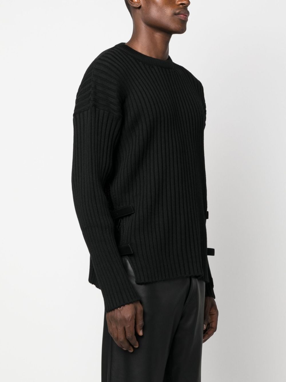 side-slit ribbed jumper - 3