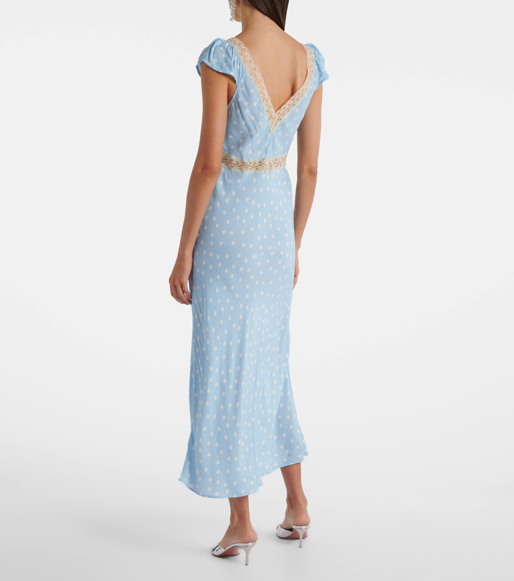 Iggy lace-trimmed polka-dot midi dress - 3