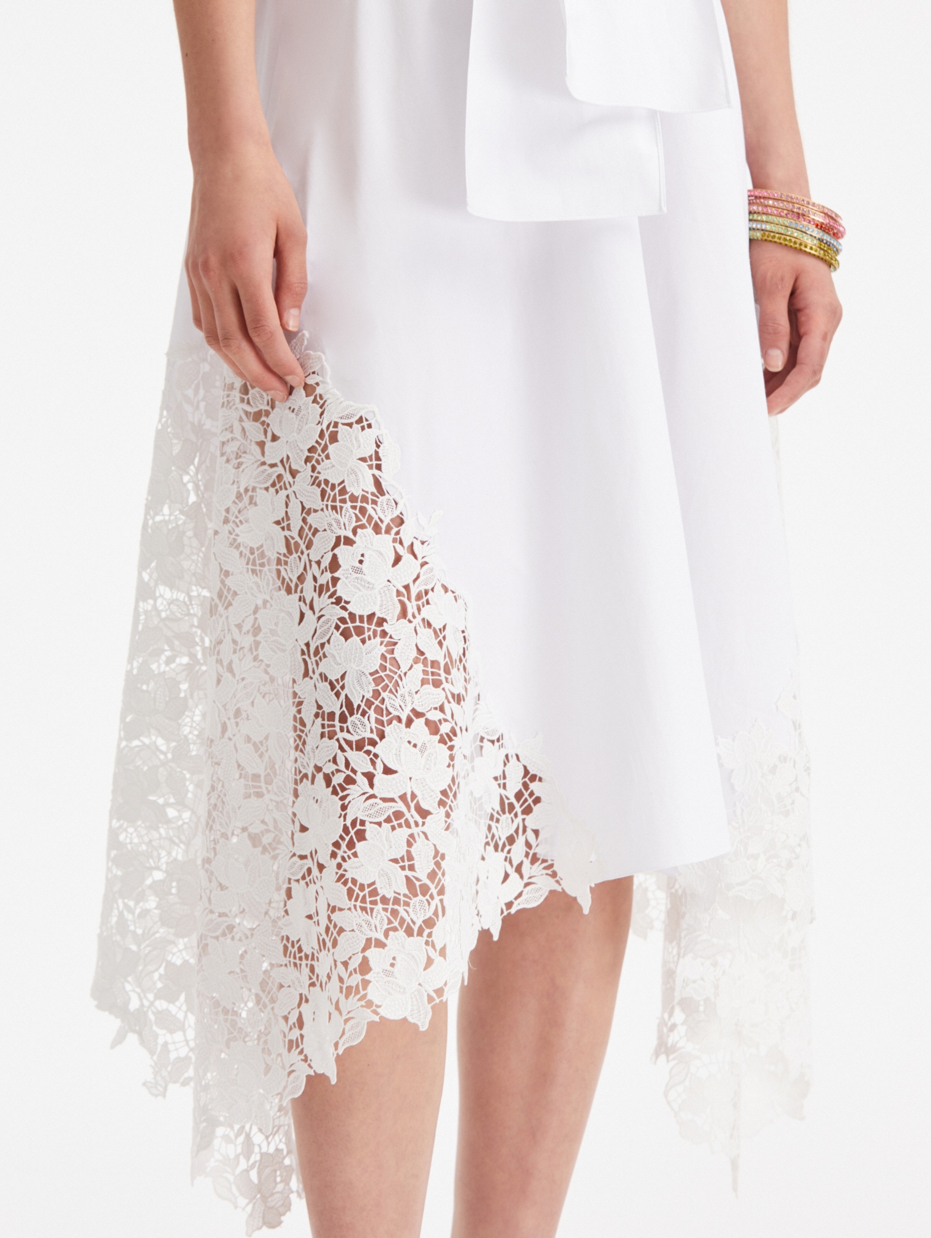 GARDENIA LACE INSET COTTON POPLIN DRESS - 4