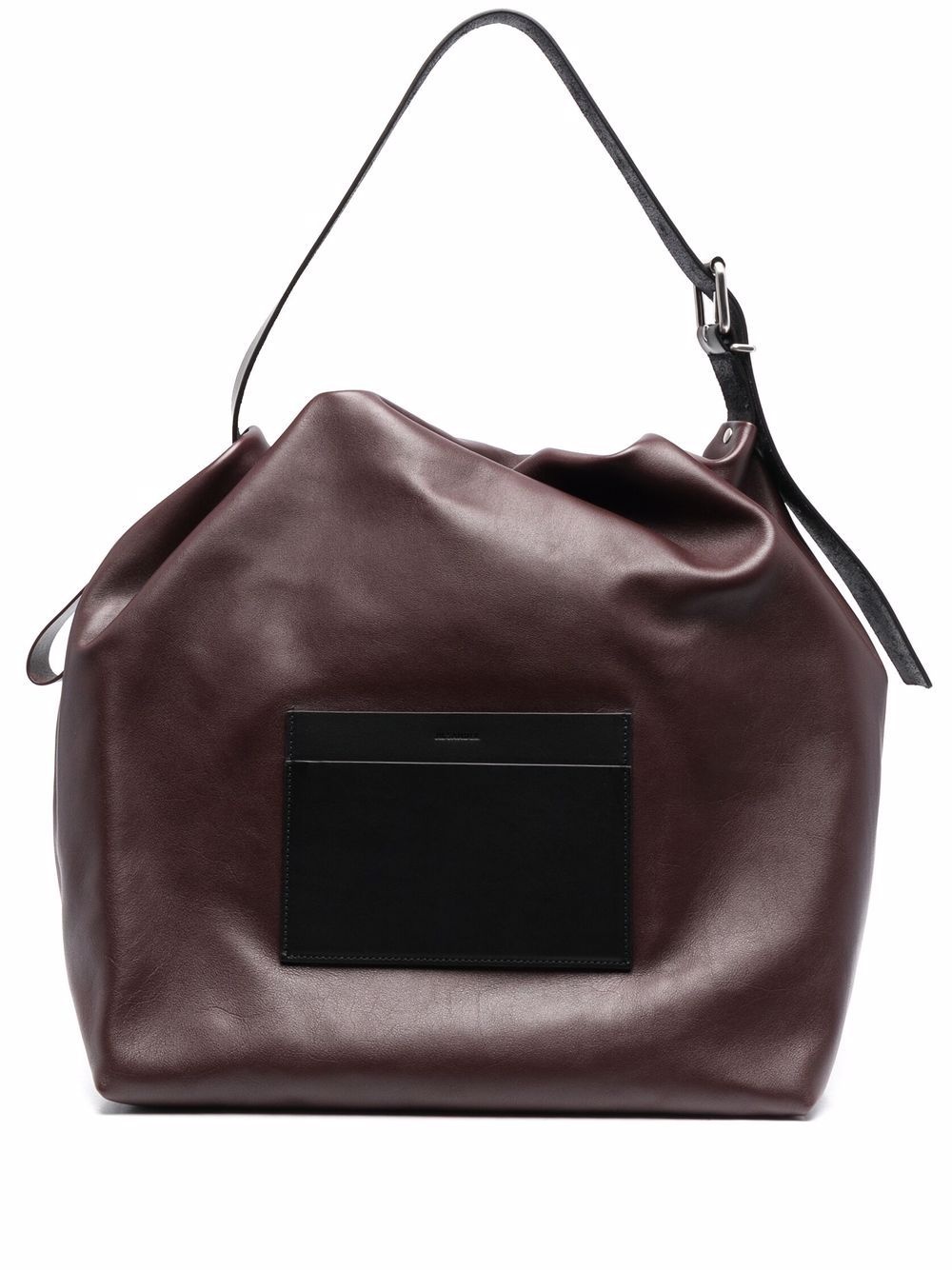 crush leather shoulder bag - 1