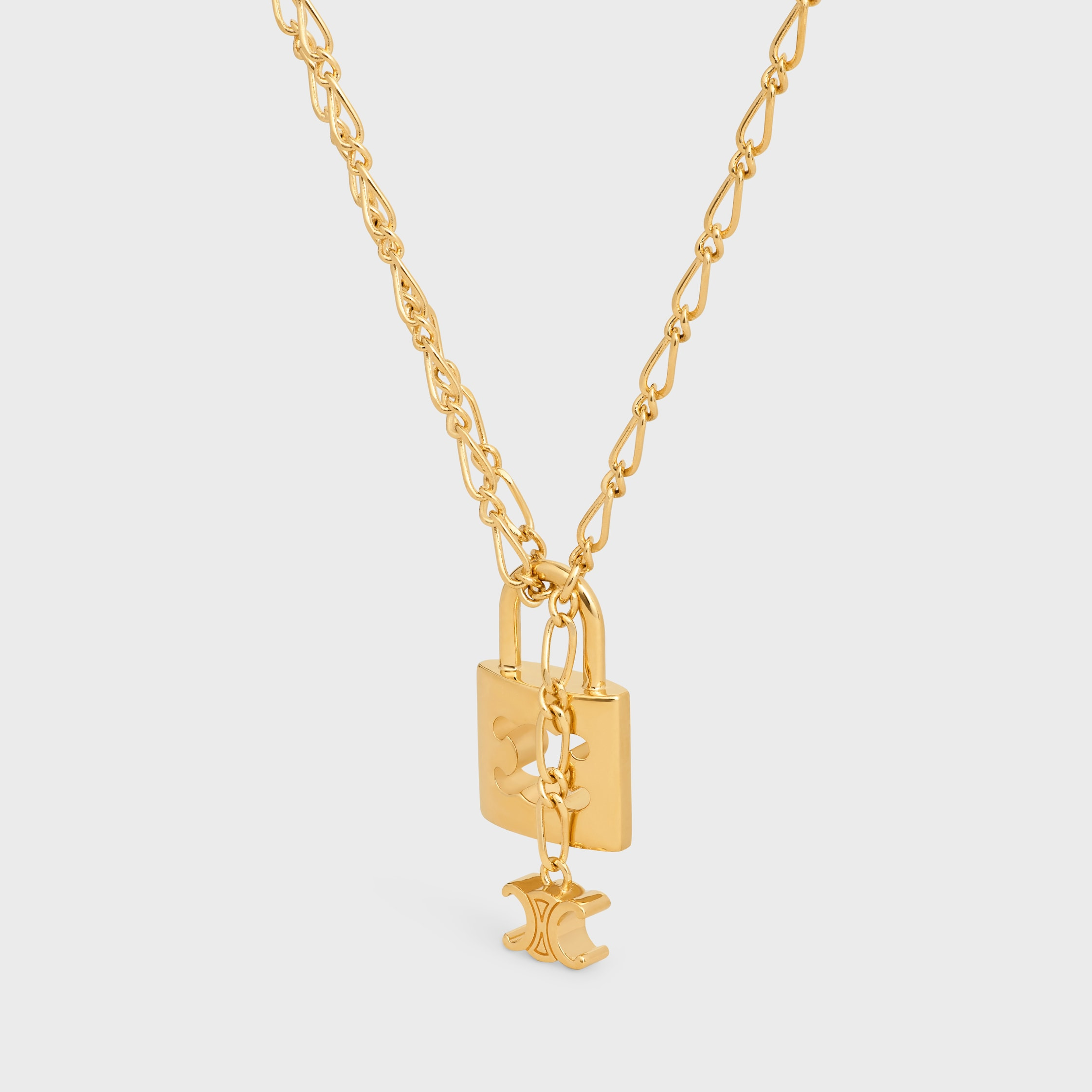Triomphe Lock Necklace in Brass with Gold Finish - 2