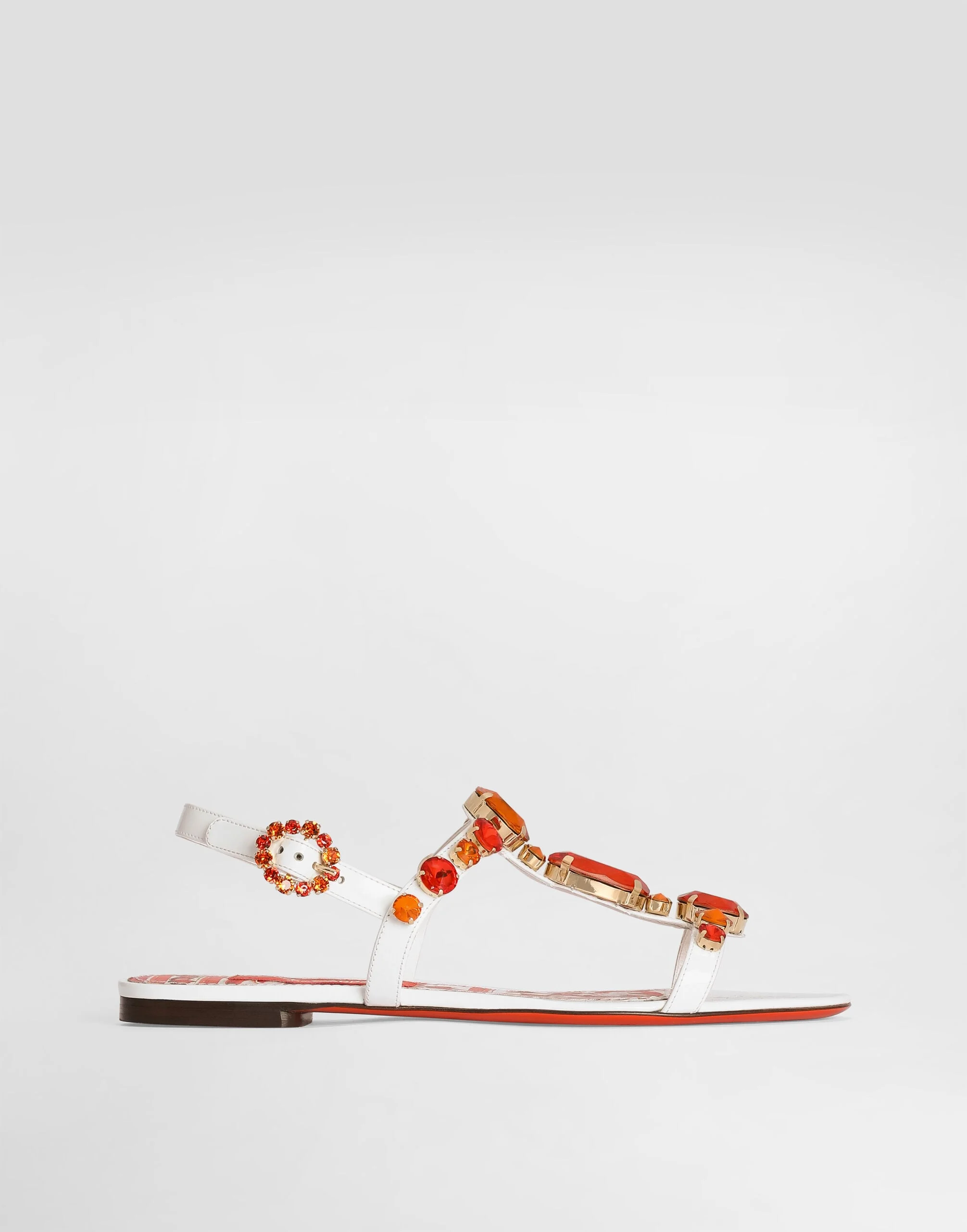 Patent leather sandals with embroidery - 1