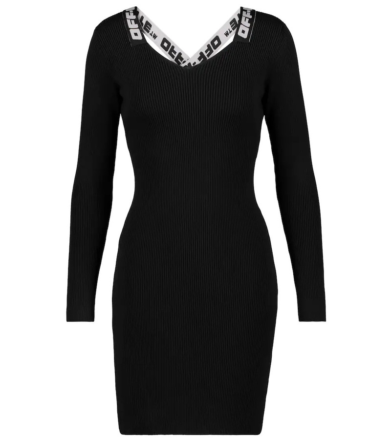 Logo ribbed-knit minidress 1