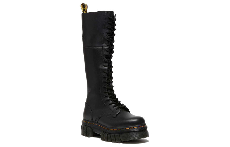 (WMNS) Dr.Martens Audrick 20-Eye Leather Knee High Platform Boots 'Black' 27953001 3