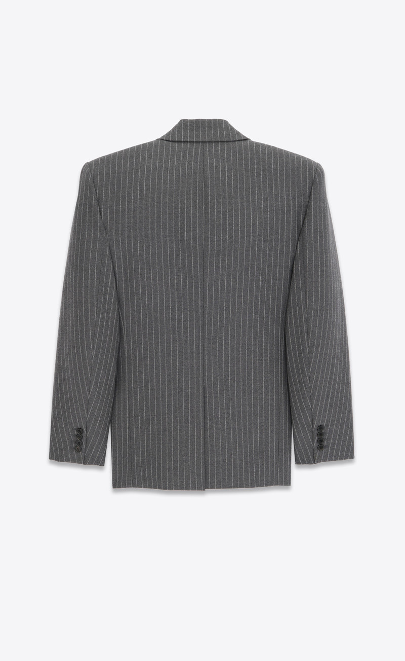 SAINT LAURENT oversized jacket in striped wool flannel outlook