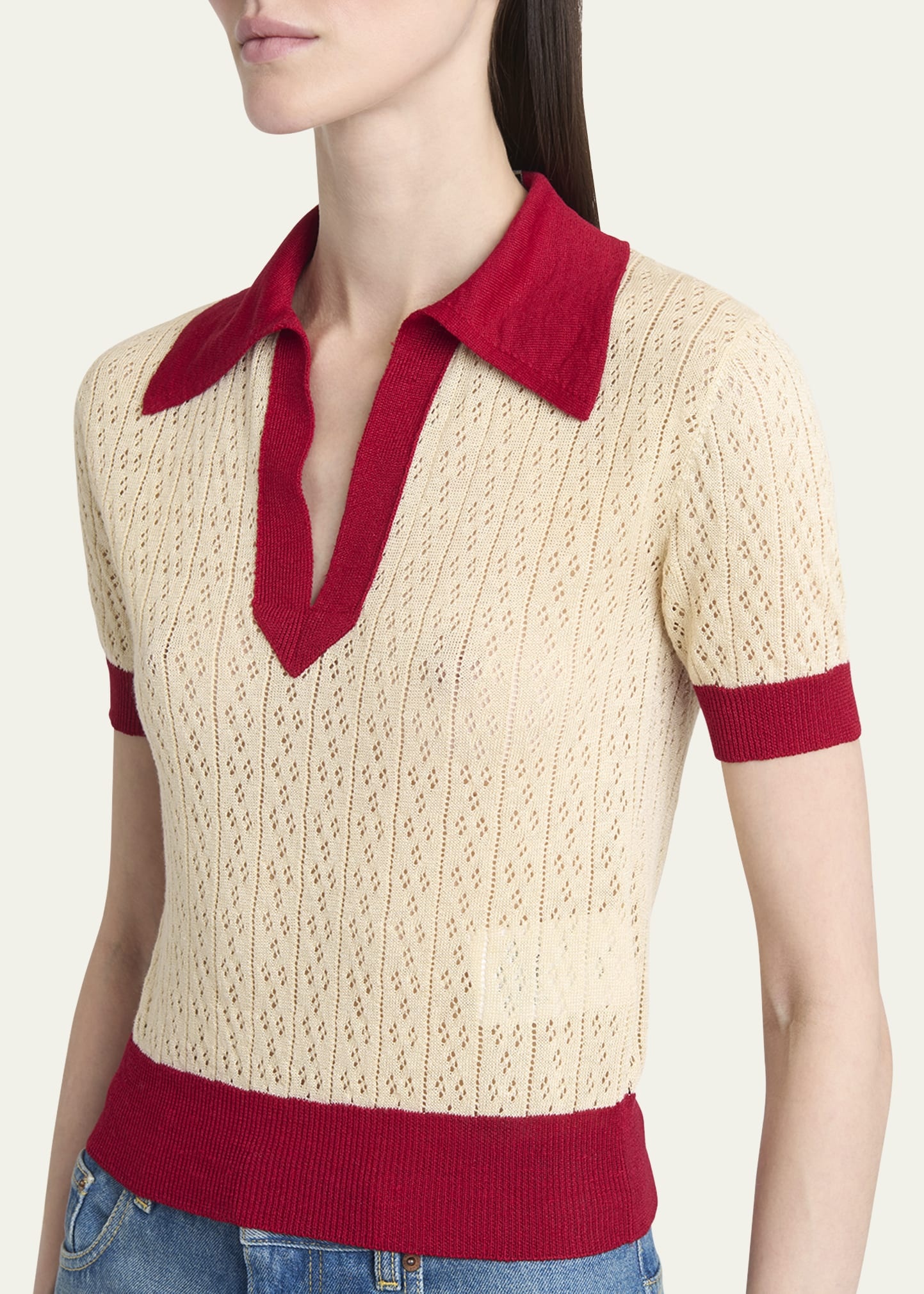 Pointelle Linen-Viscose Sweater - 5