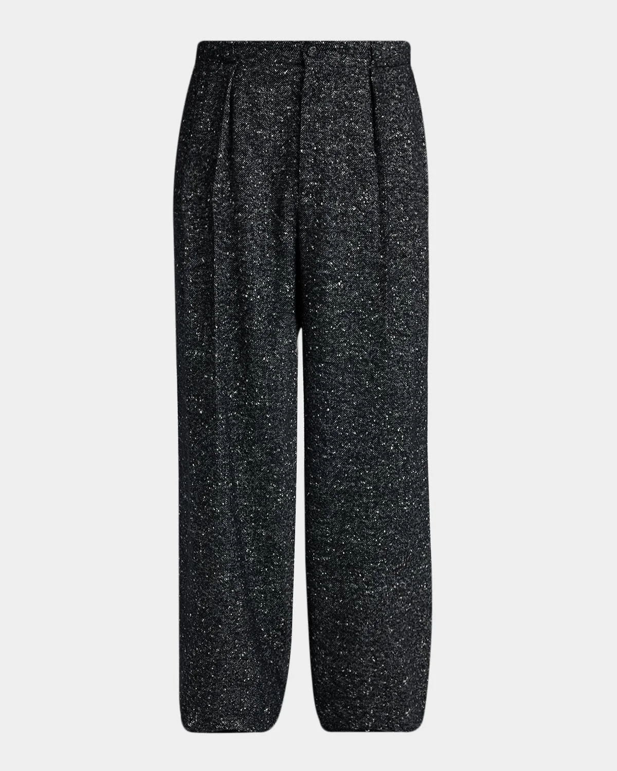 Men's Wool-Blend Speckled Wide-Leg Trousers - 1