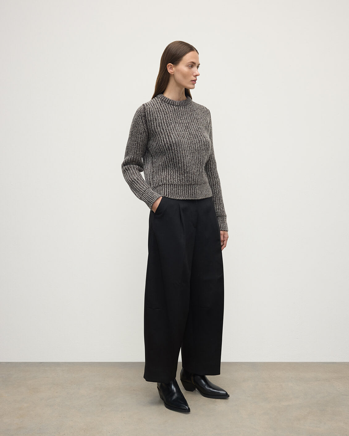 High Neck Donegal Cashmere Brown Jumper - 3