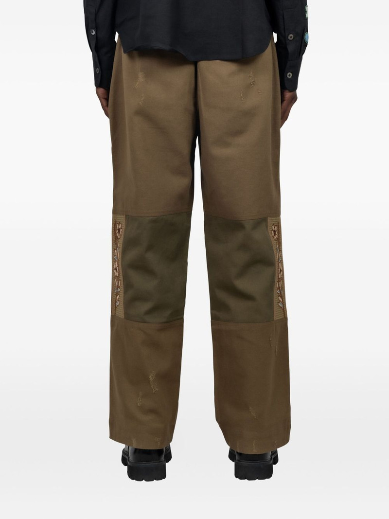 Asher floral-embroidered patched trousers 3