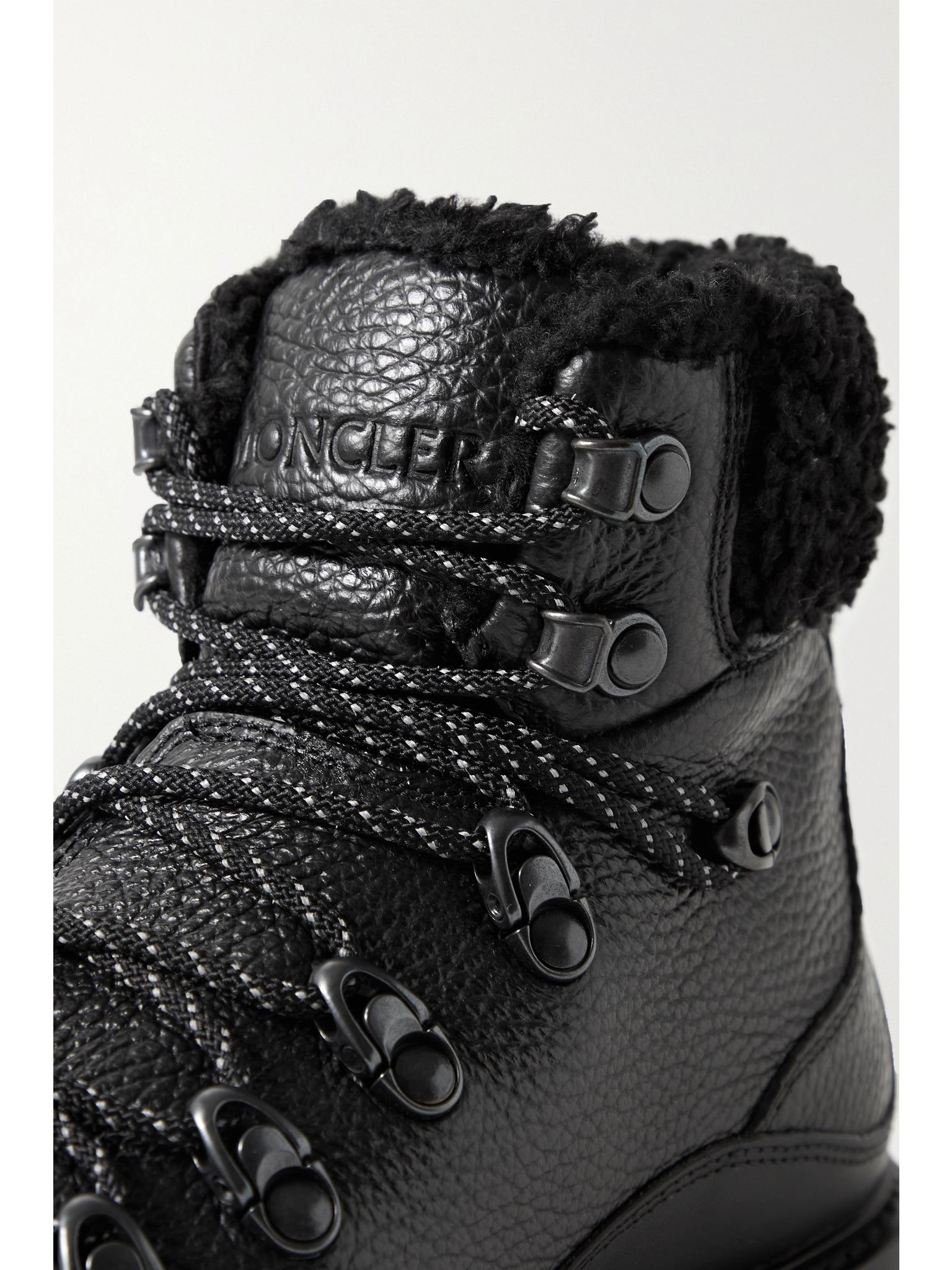 Peka Trek faux fur-trimmed textured-leather ankle boots Black - 4